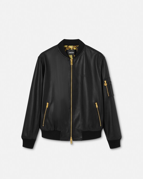 Leather Bomber  Black 1