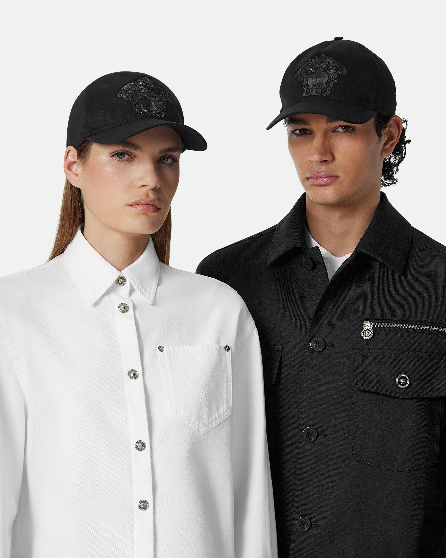 Embroidered Canvas Baseball Cap Black | VERSACE ZA