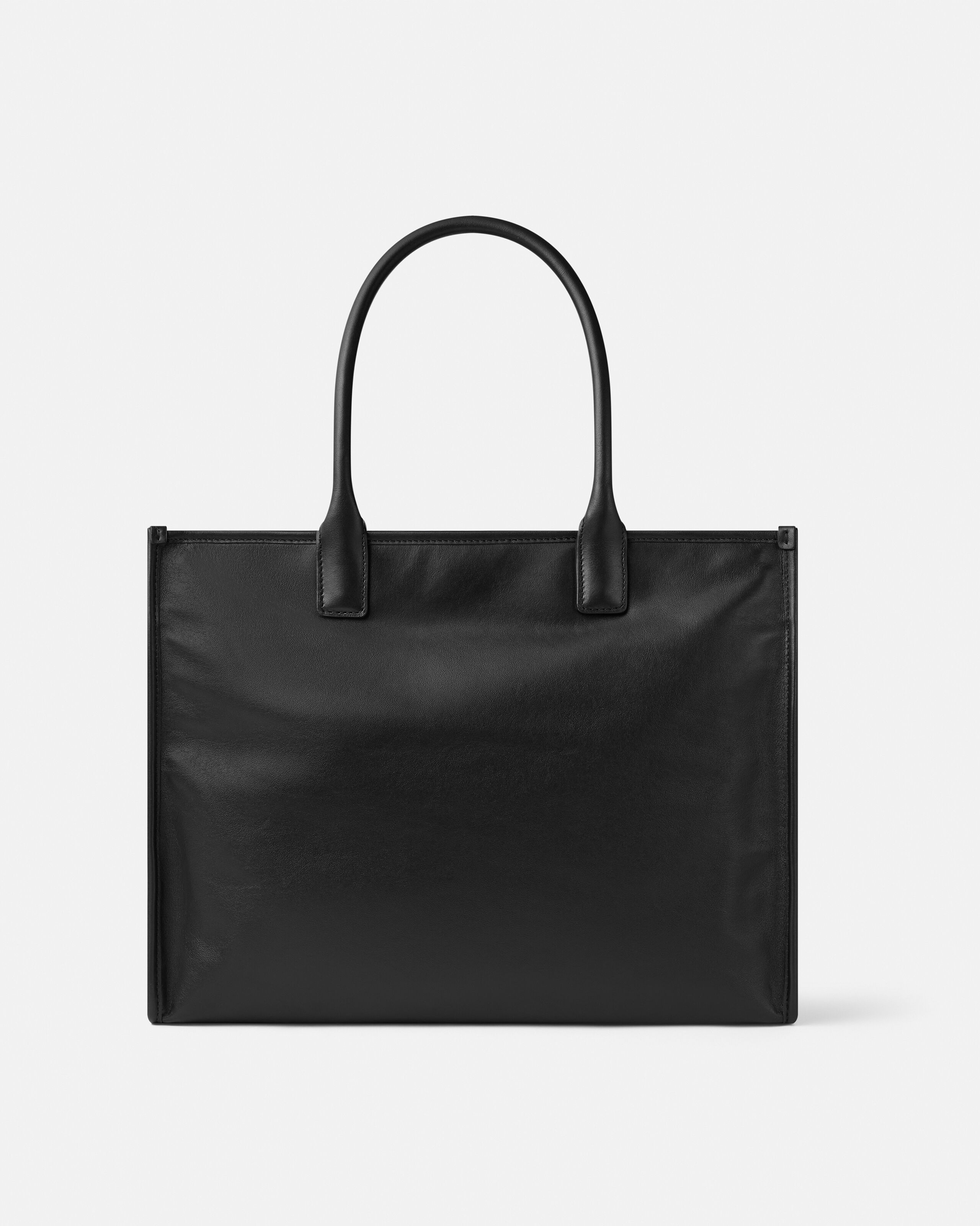 La Medusa Large Leather Tote Black,Gold | VERSACE US
