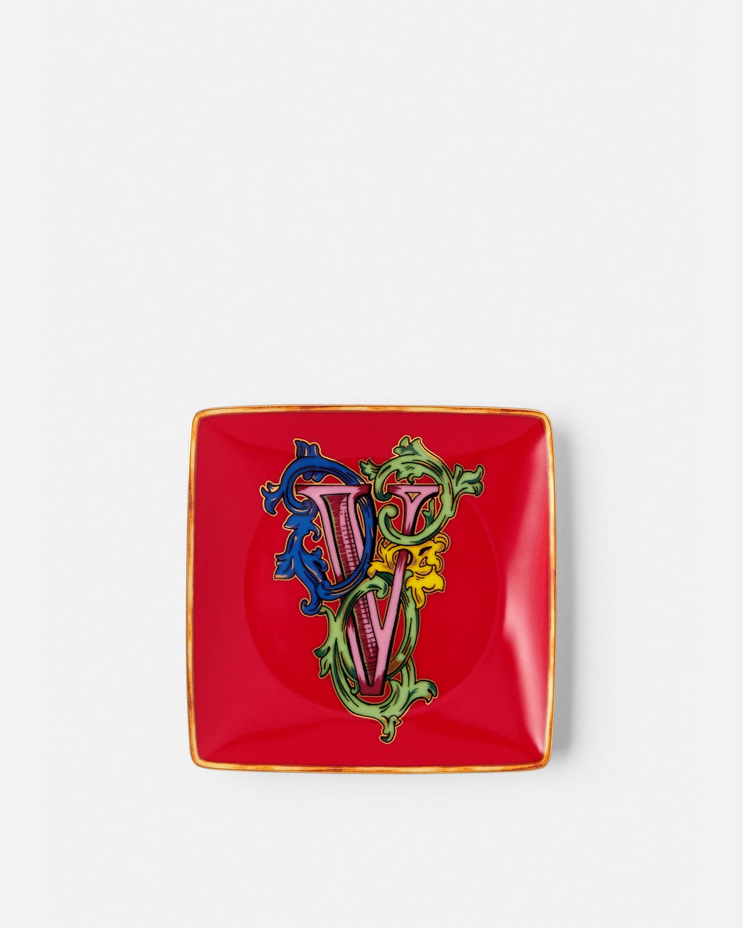 Versace Alphabet V Small Square Plate 12 cm Print | VERSACE US