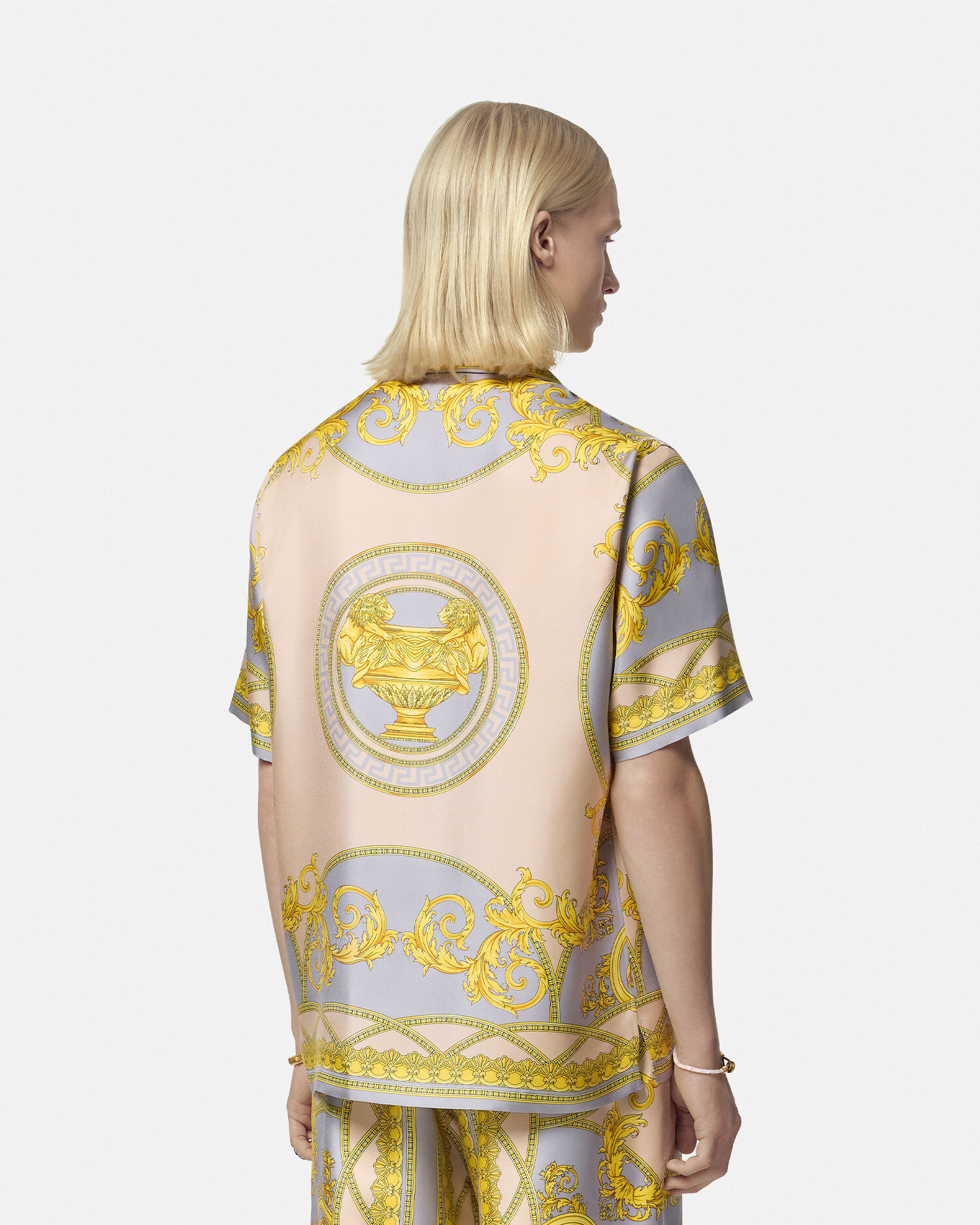 Camisa de seda La Coupe des Dieux Gris Estampado VERSACE