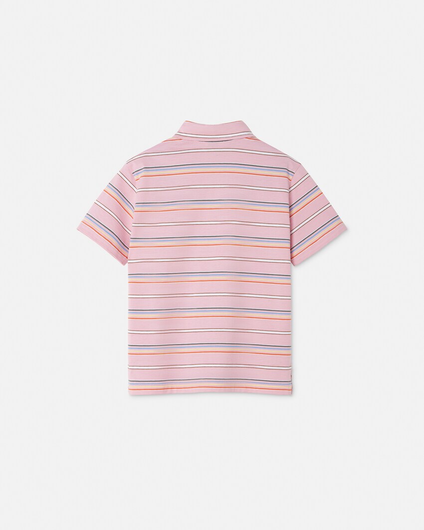 Polo en jersey de coton &agrave; rayures et logo Kids Rose 2