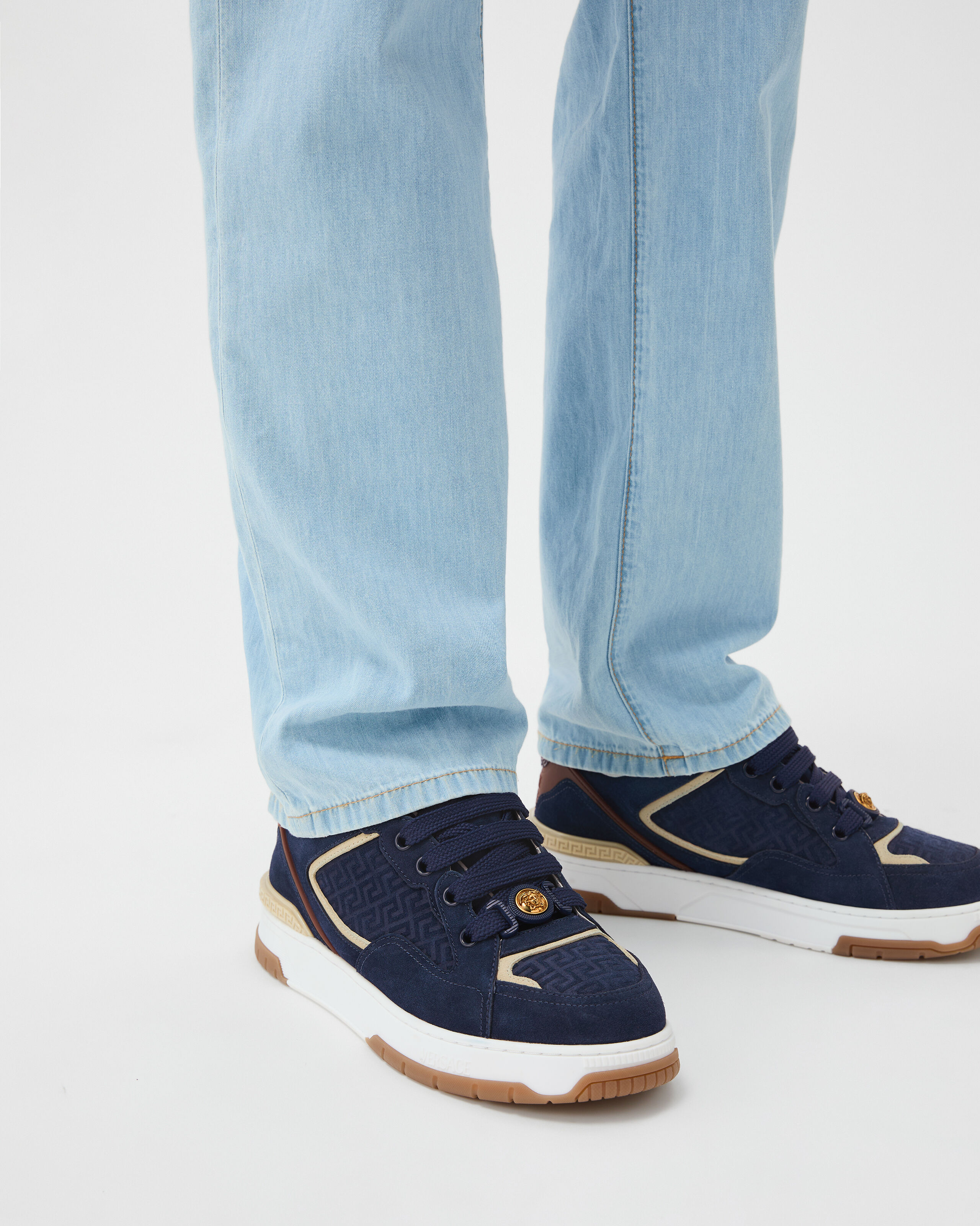 Biggie Basket Suede Sneakers Blue | VERSACE US