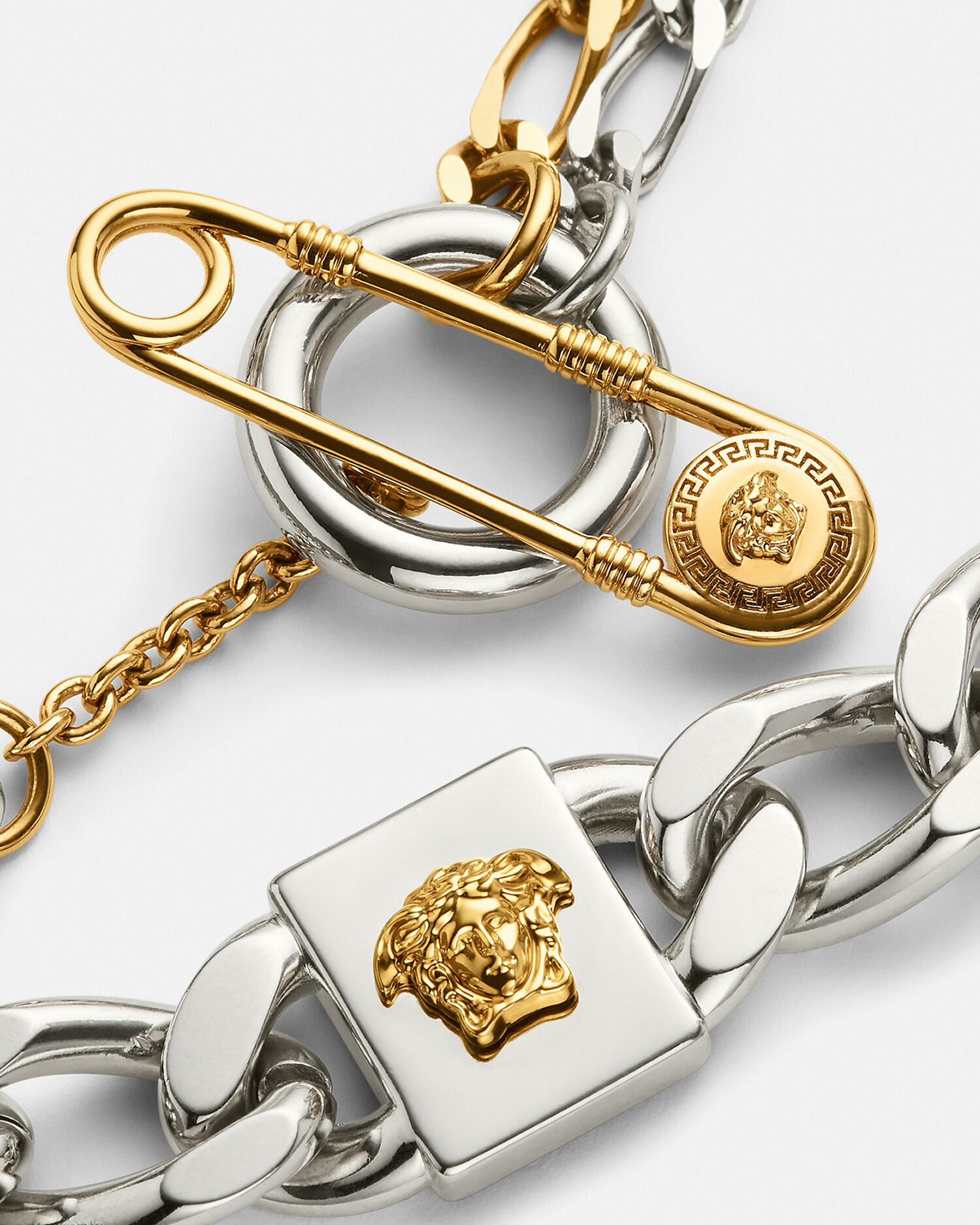Versace safety hot sale pin necklace