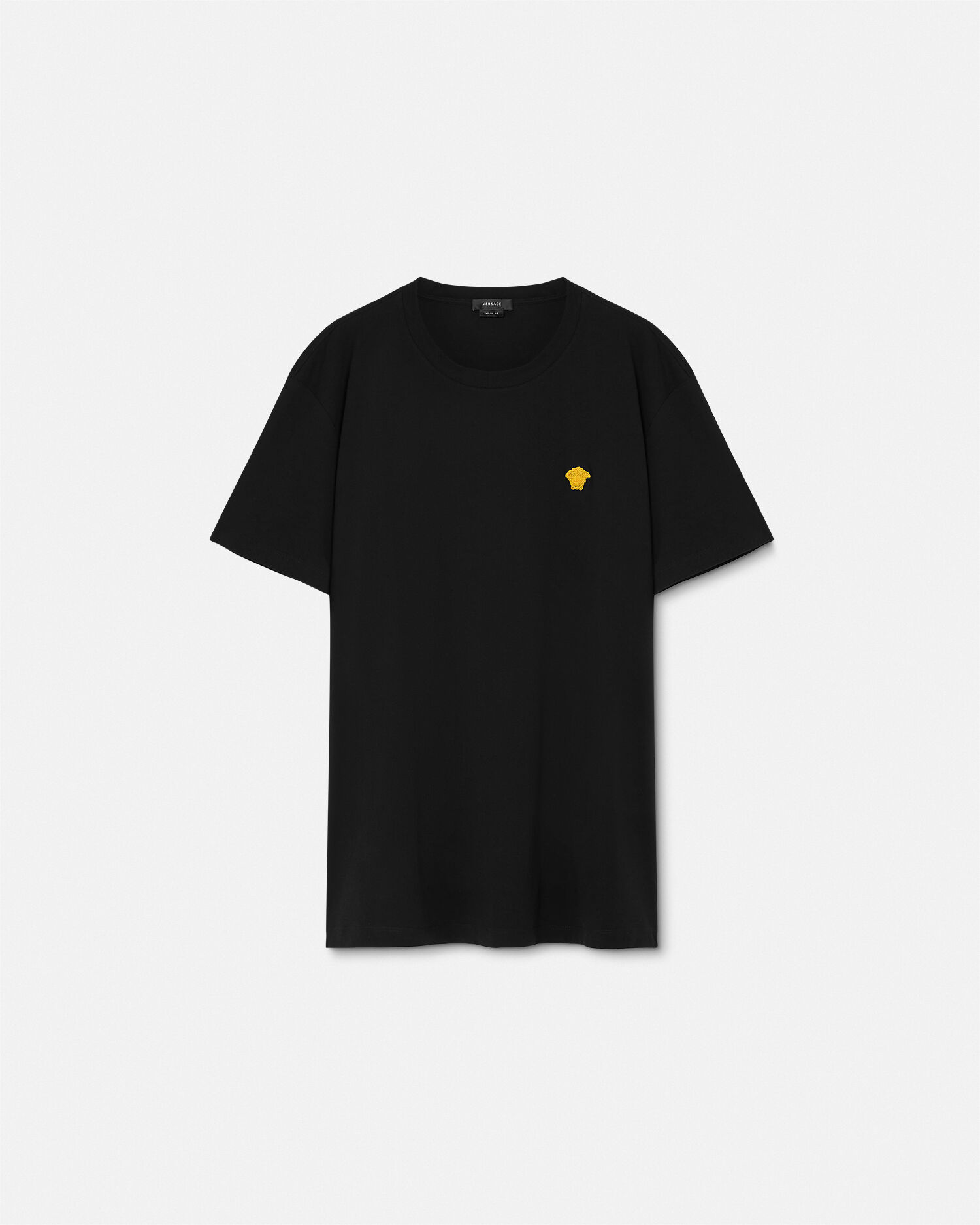 Embroidered Cotton-Jersey T-Shirt Black | VERSACE US