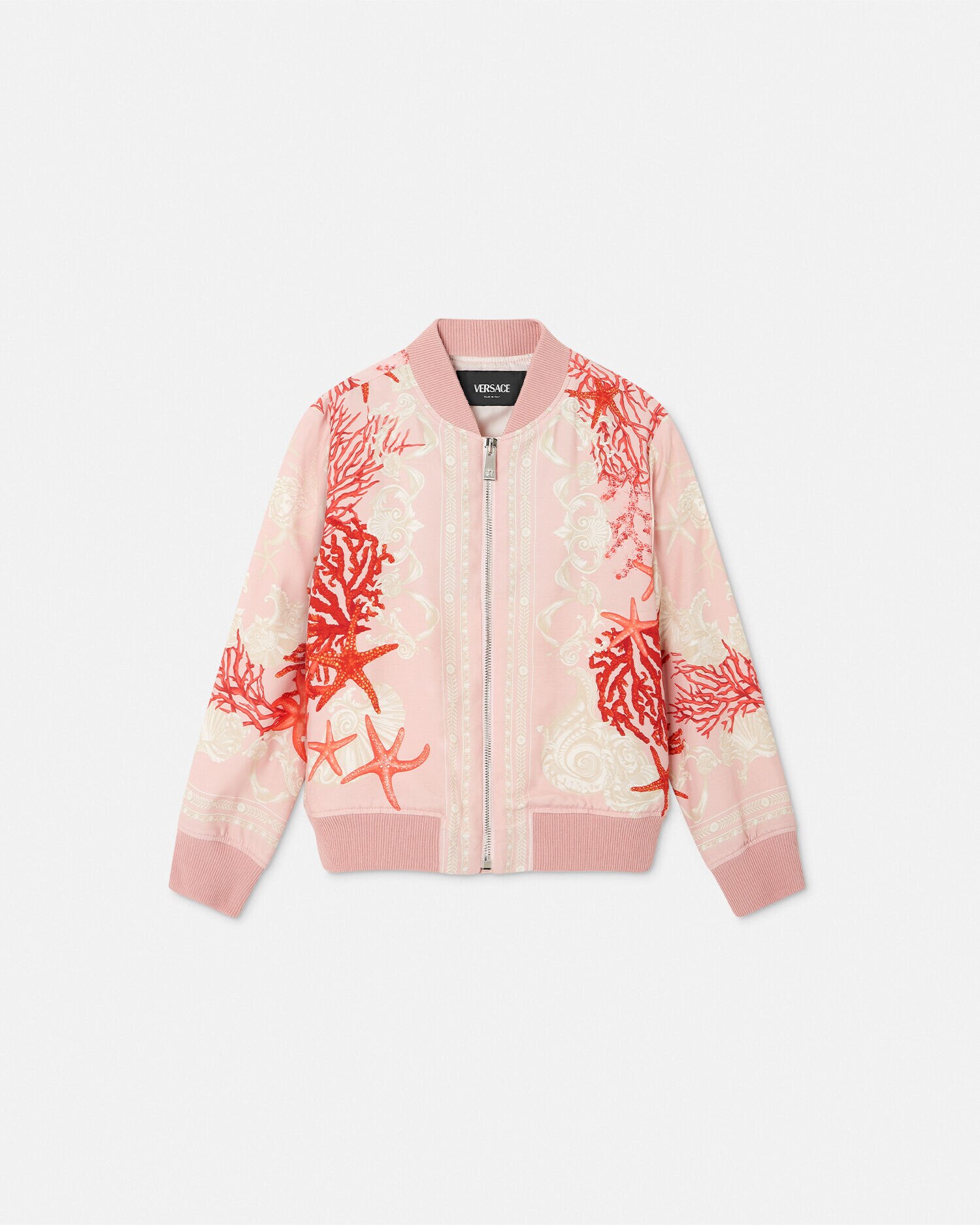 Barocco Sea Kids Bomber Jacket Orange VERSACE