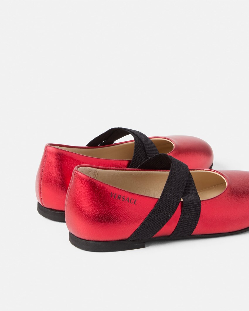 Baby Metallic Nappa Ballerinas Red 2
