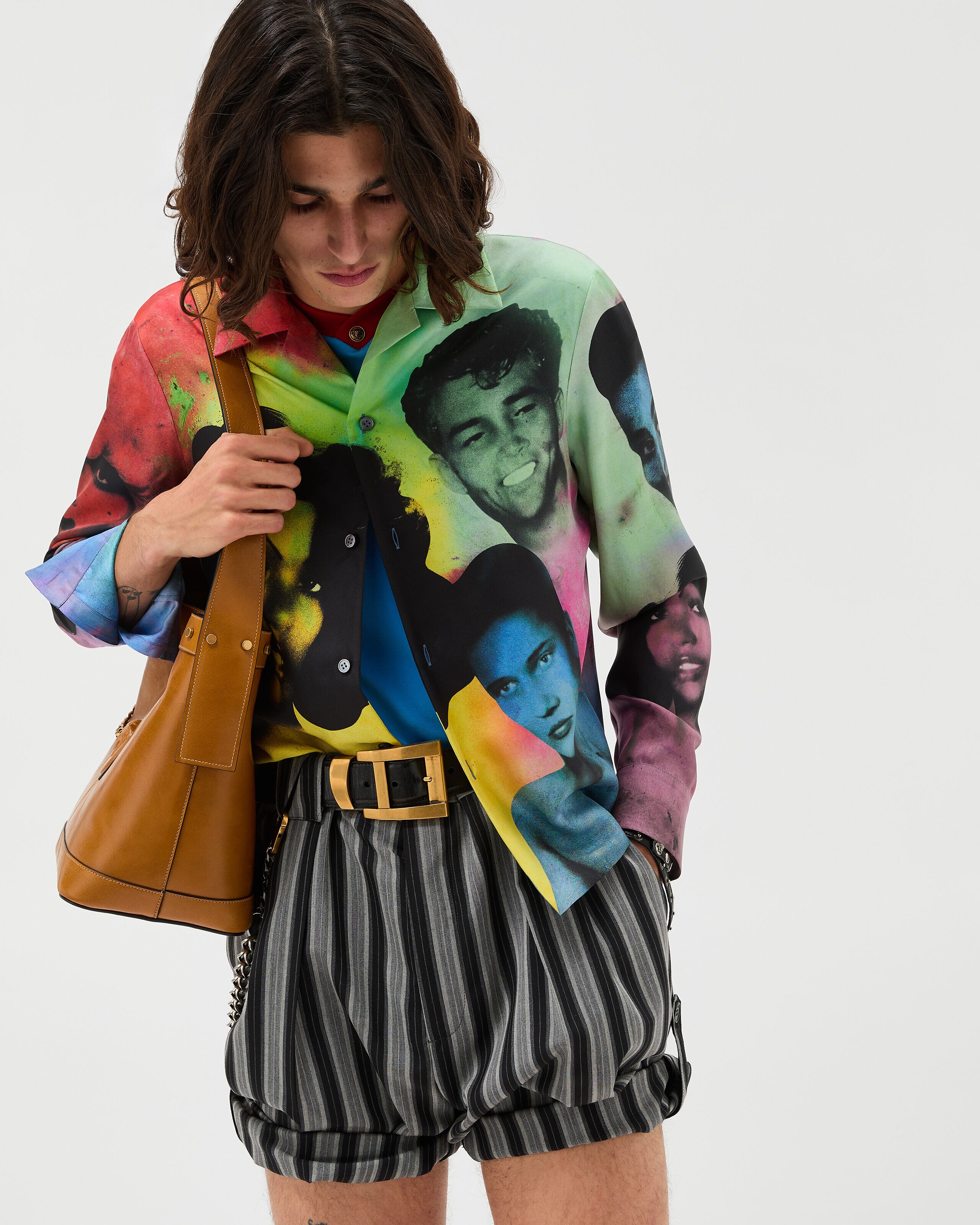 Printed Silk Twill Slim Shirt Print | VERSACE US