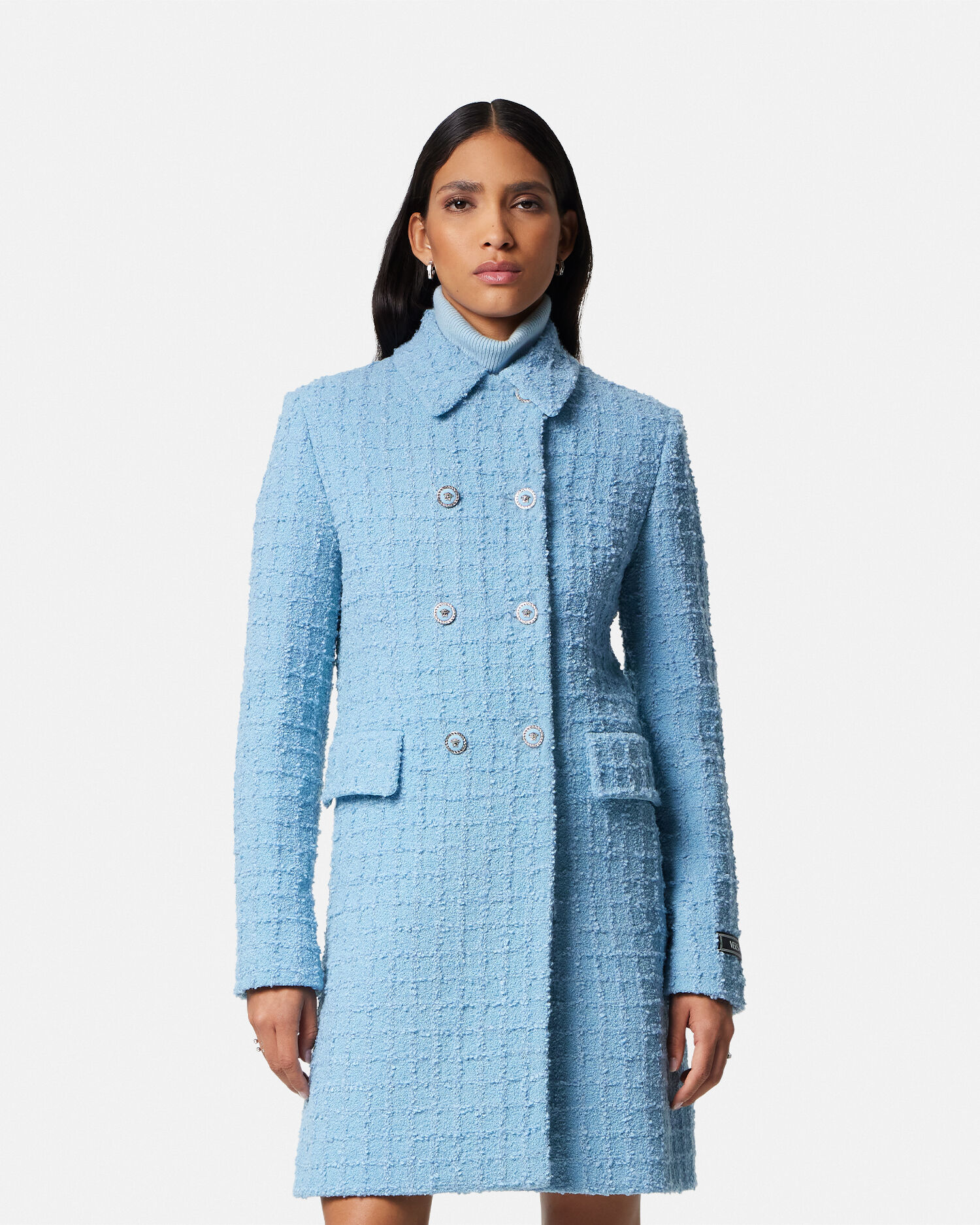 Light blue boucle coat shop