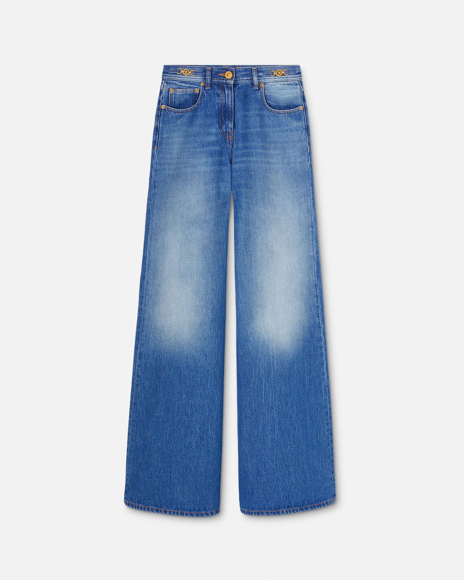 VERSACE JEANS デニムパンツ④ Wide-Leg Flared Jeans Blue | VERSACE US