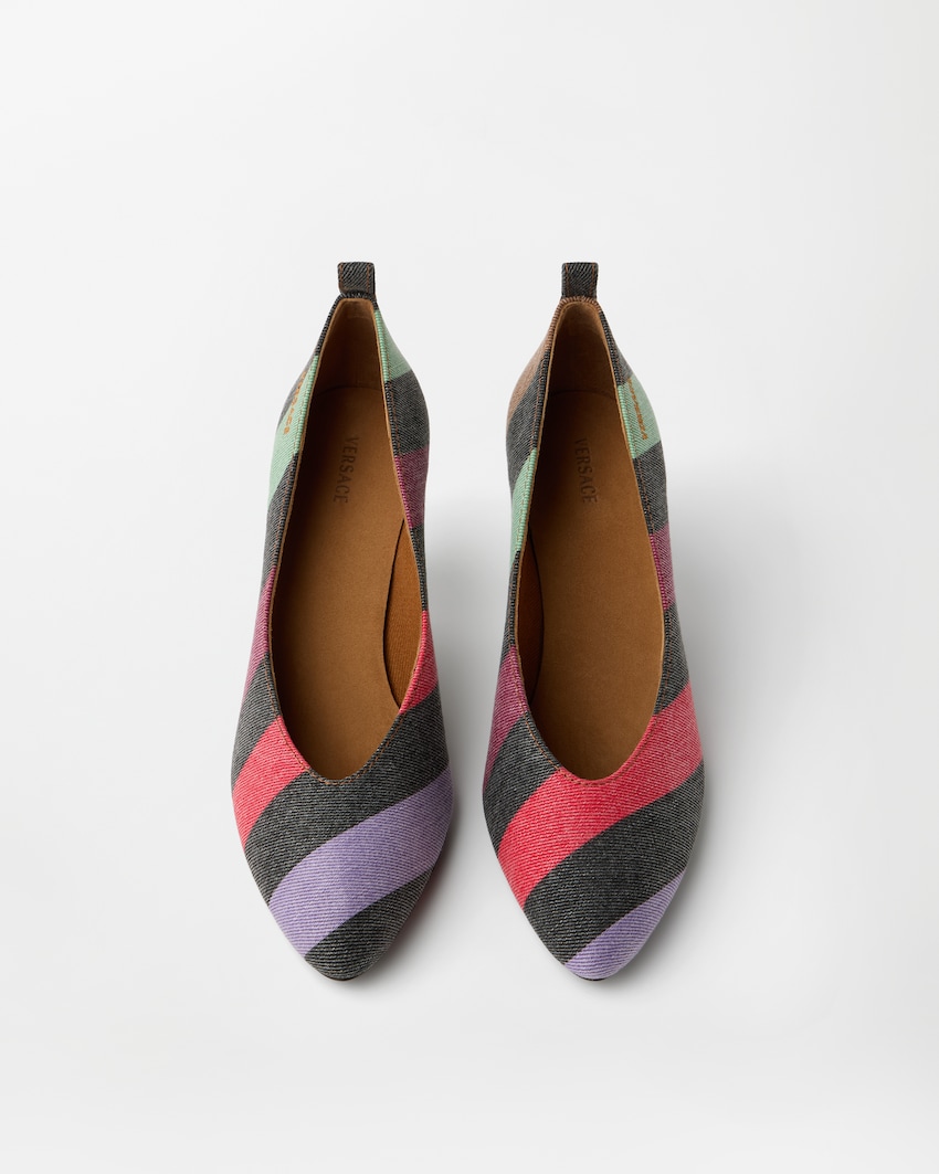 Tina Striped Denim Pumps 65 mm Multicolor 2