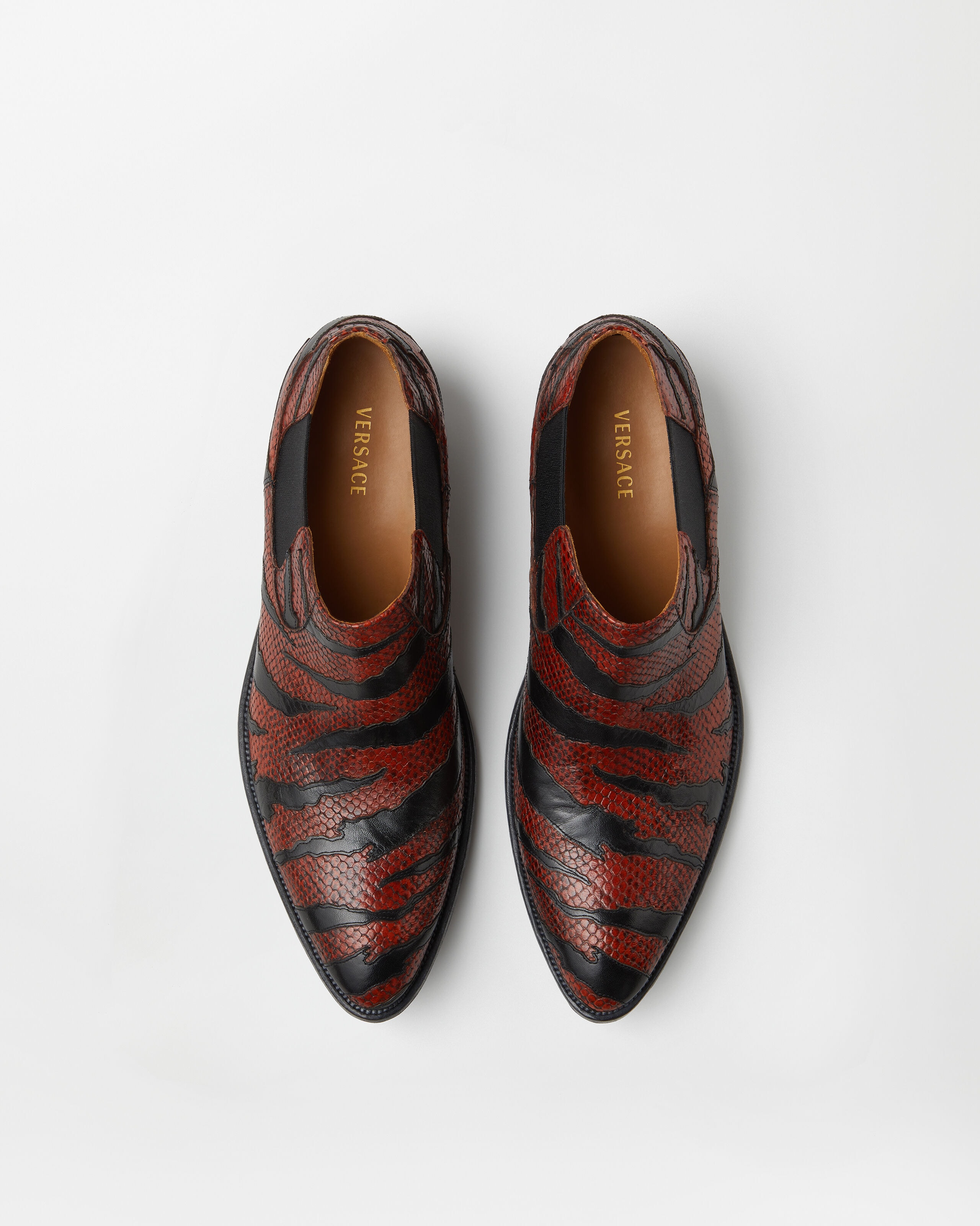 Tigre Python-Effect Leather Texan Boots Black,Brown | VERSACE US