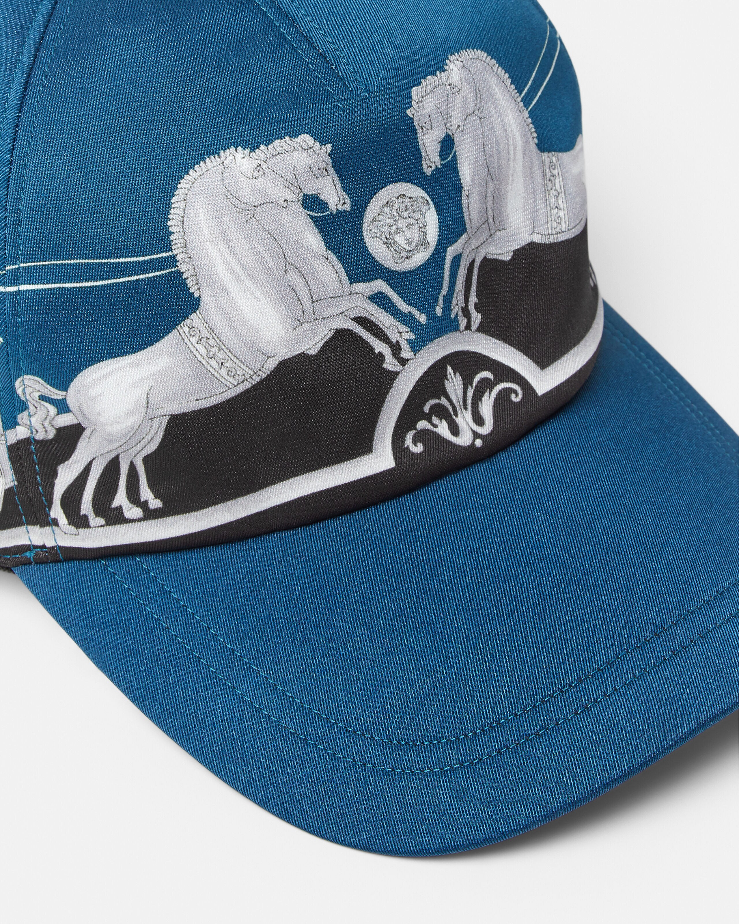 Printed Twill Baseball Cap Black,Blue | VERSACE US