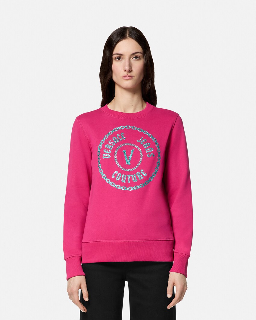 Glitter VEmblem Sweatshirt Pink VERSACE US