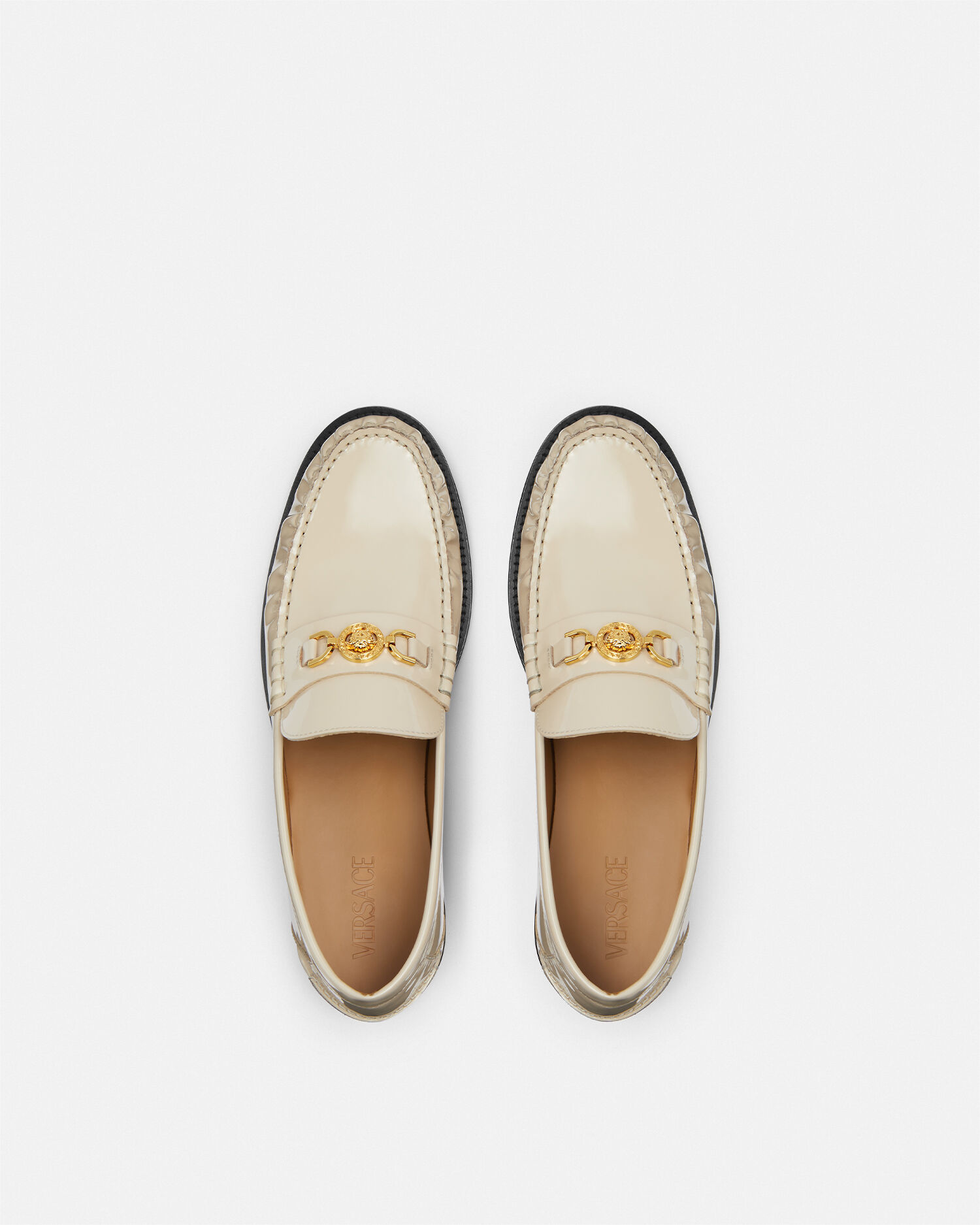 Beige patent loafers store