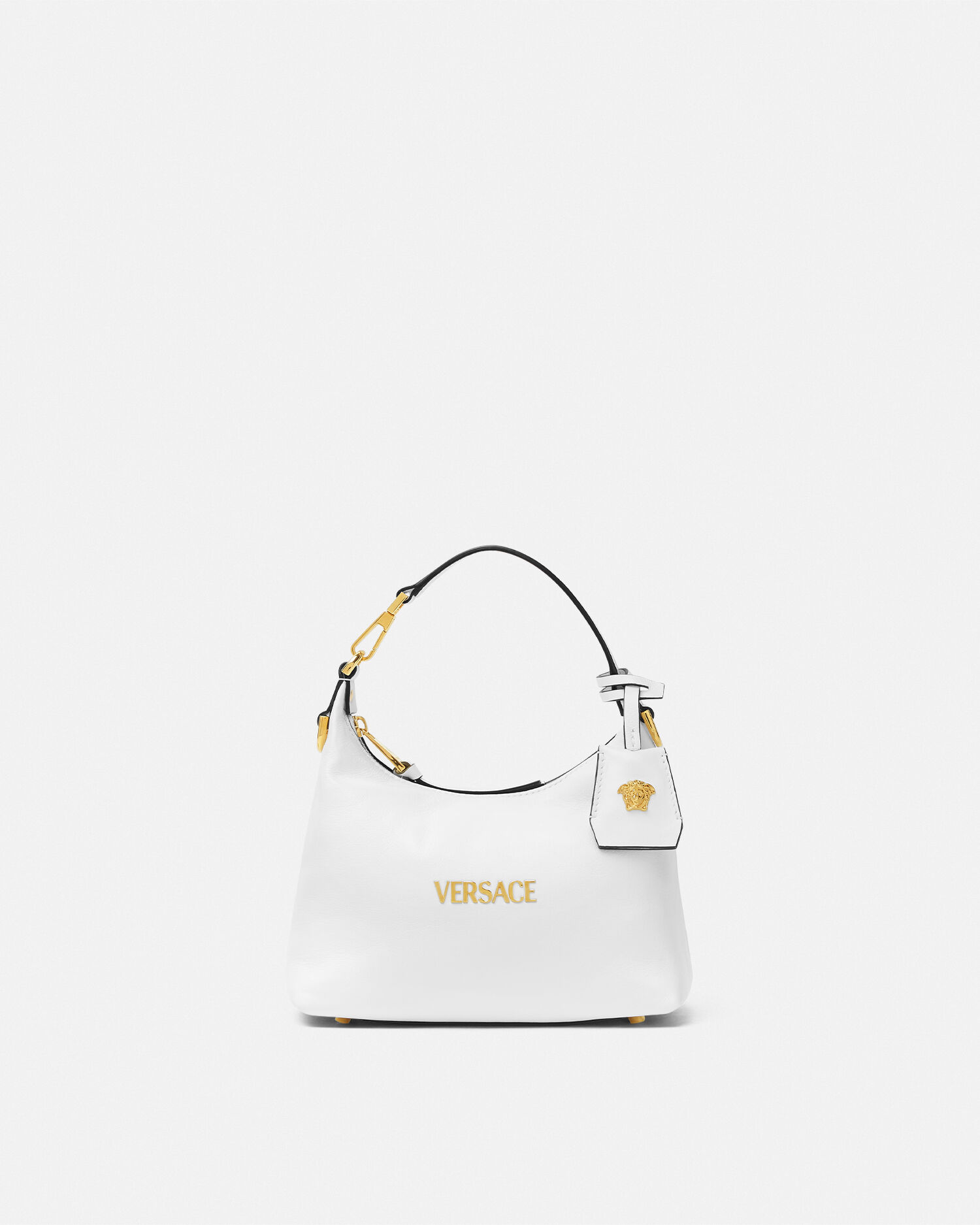 Versace Tag Nappa Hobo Bag White | VERSACE