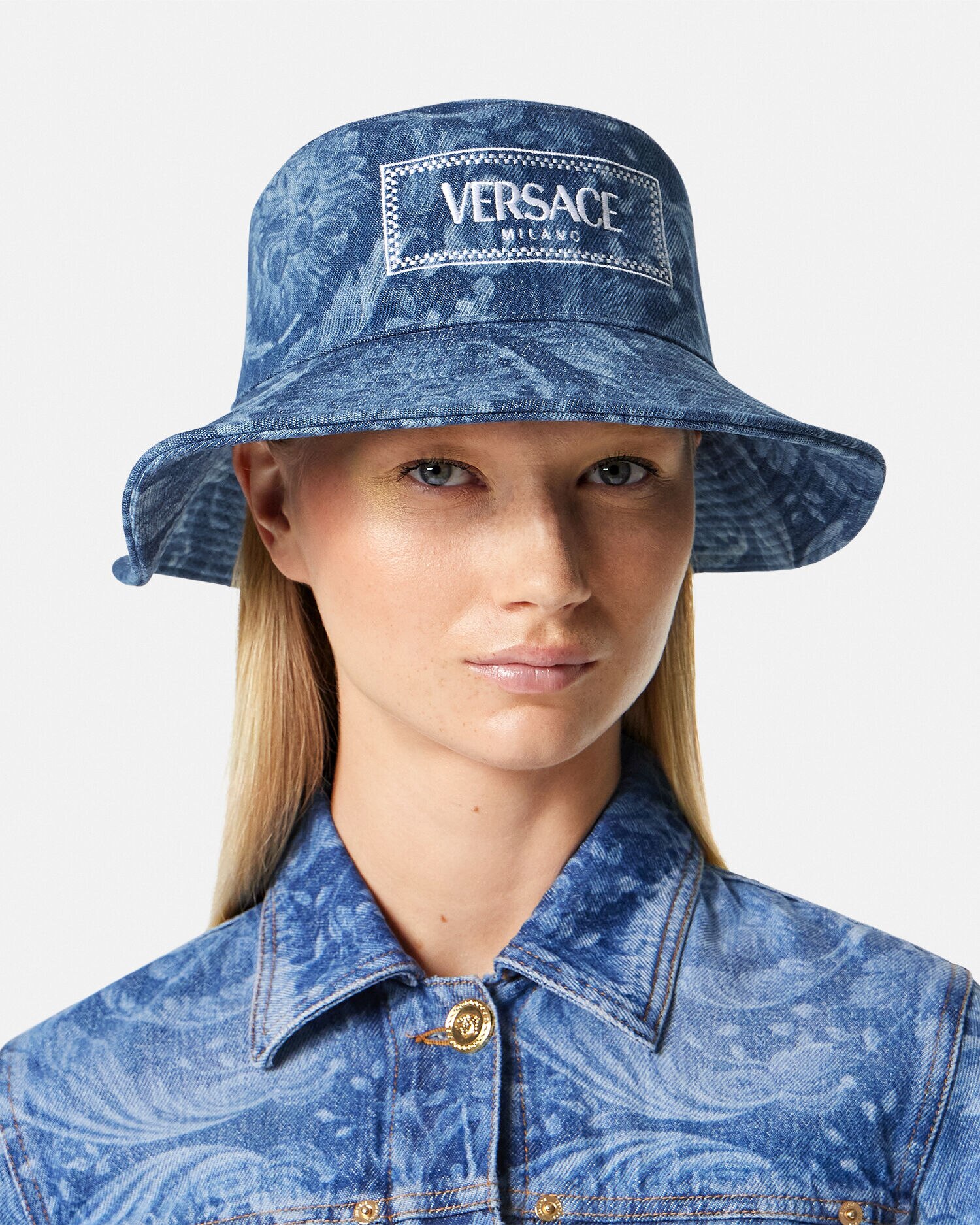 Barocco Denim Logo Bucket Hat