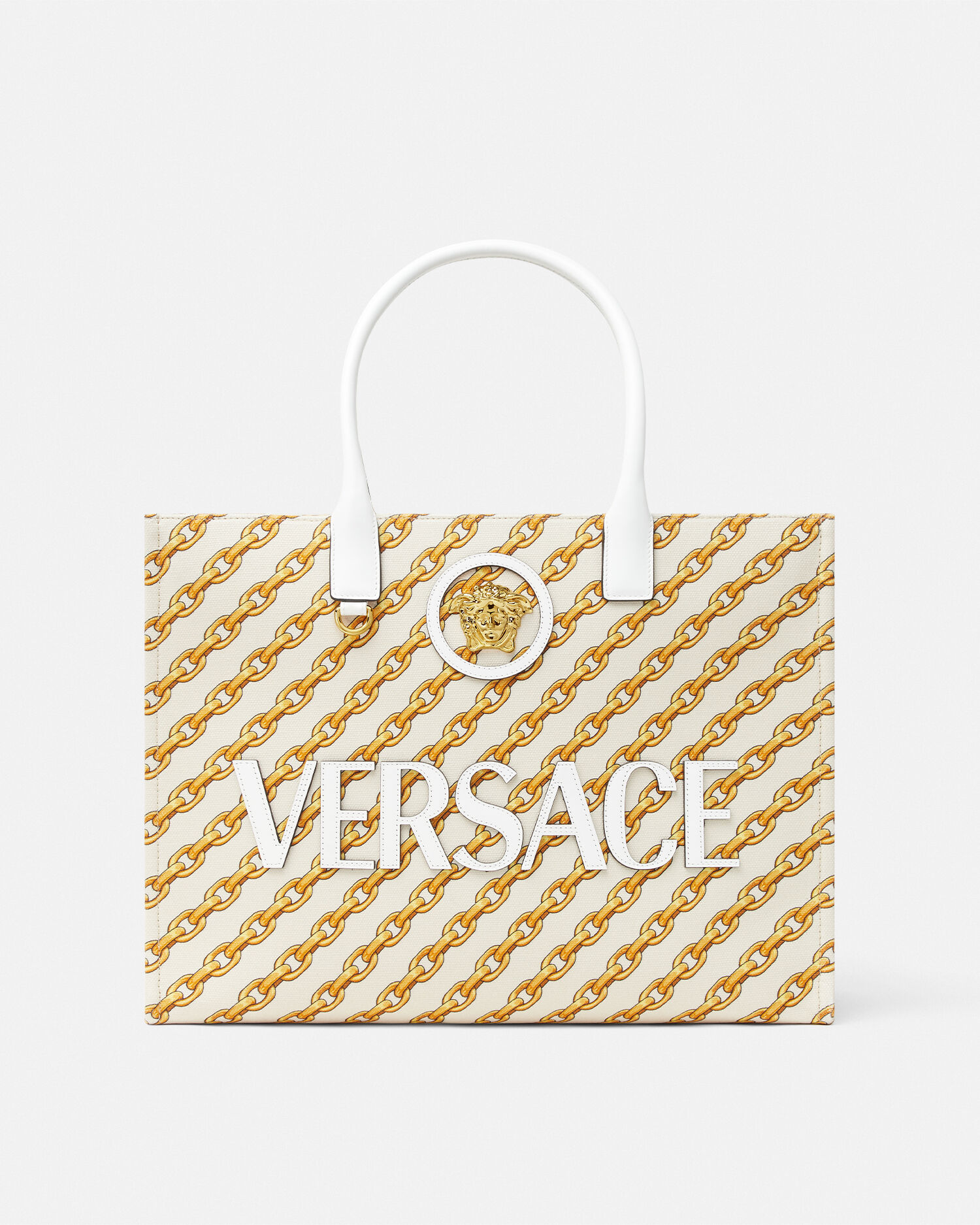 Chain Stripes La Medusa Large Tote Bag