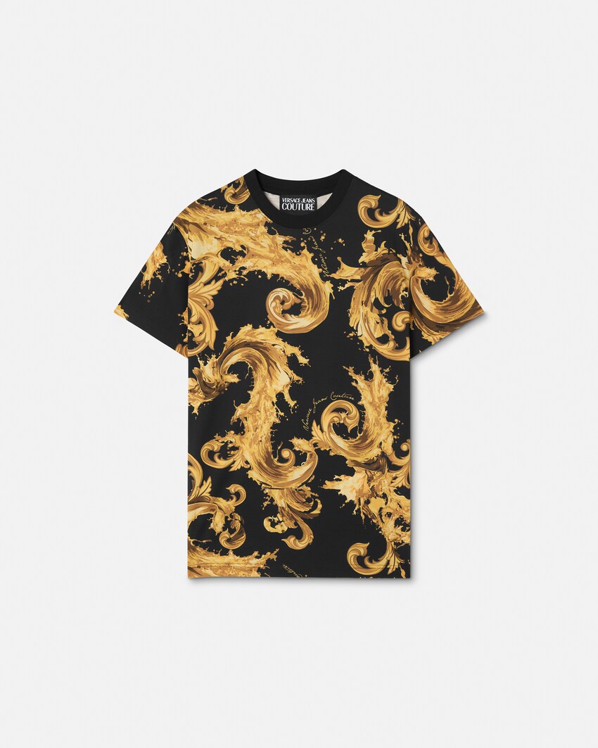 Printed Cotton-Jersey T-Shirt Black+Gold 1