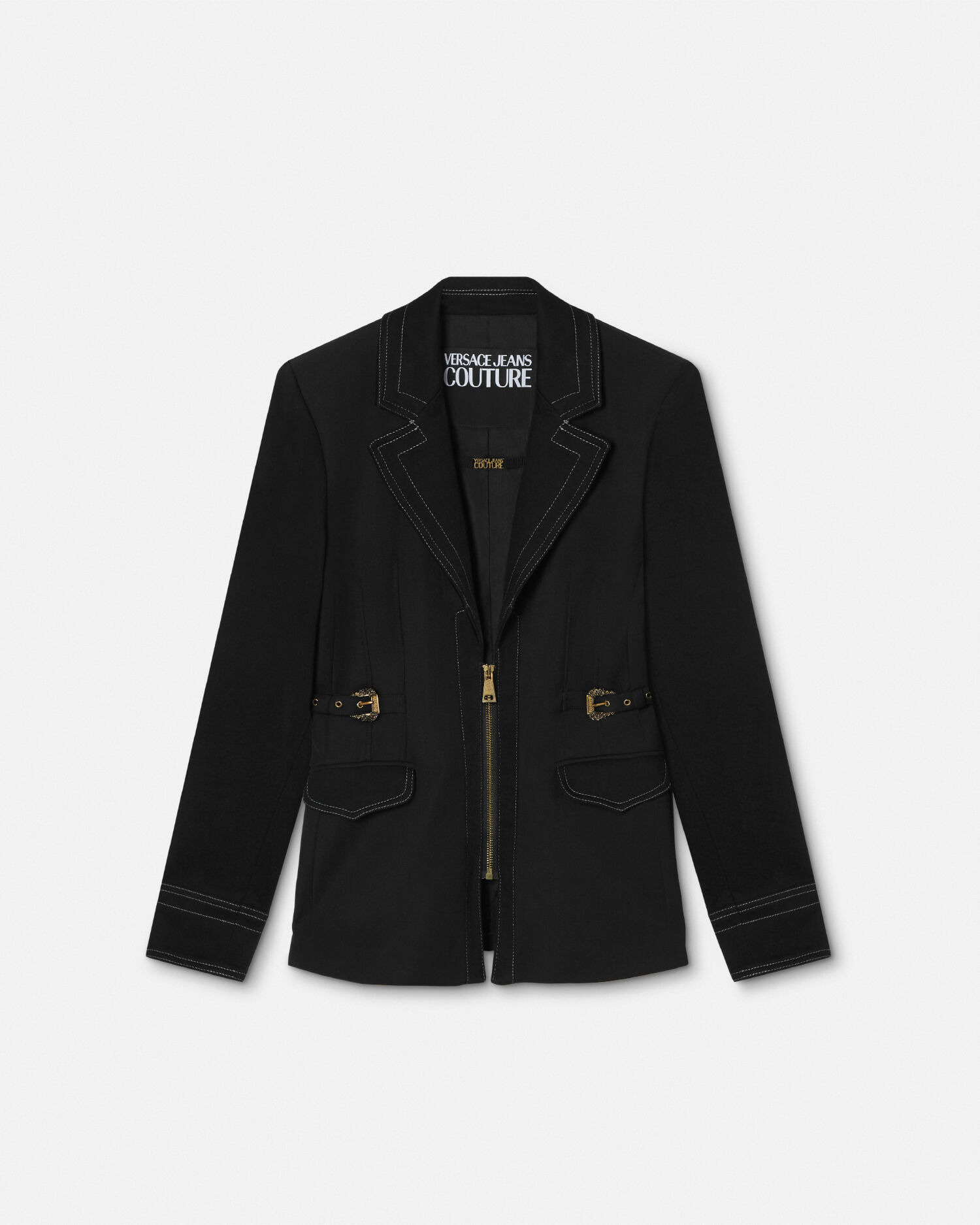 Baroque Buckle Denim Blazer | VERSACE