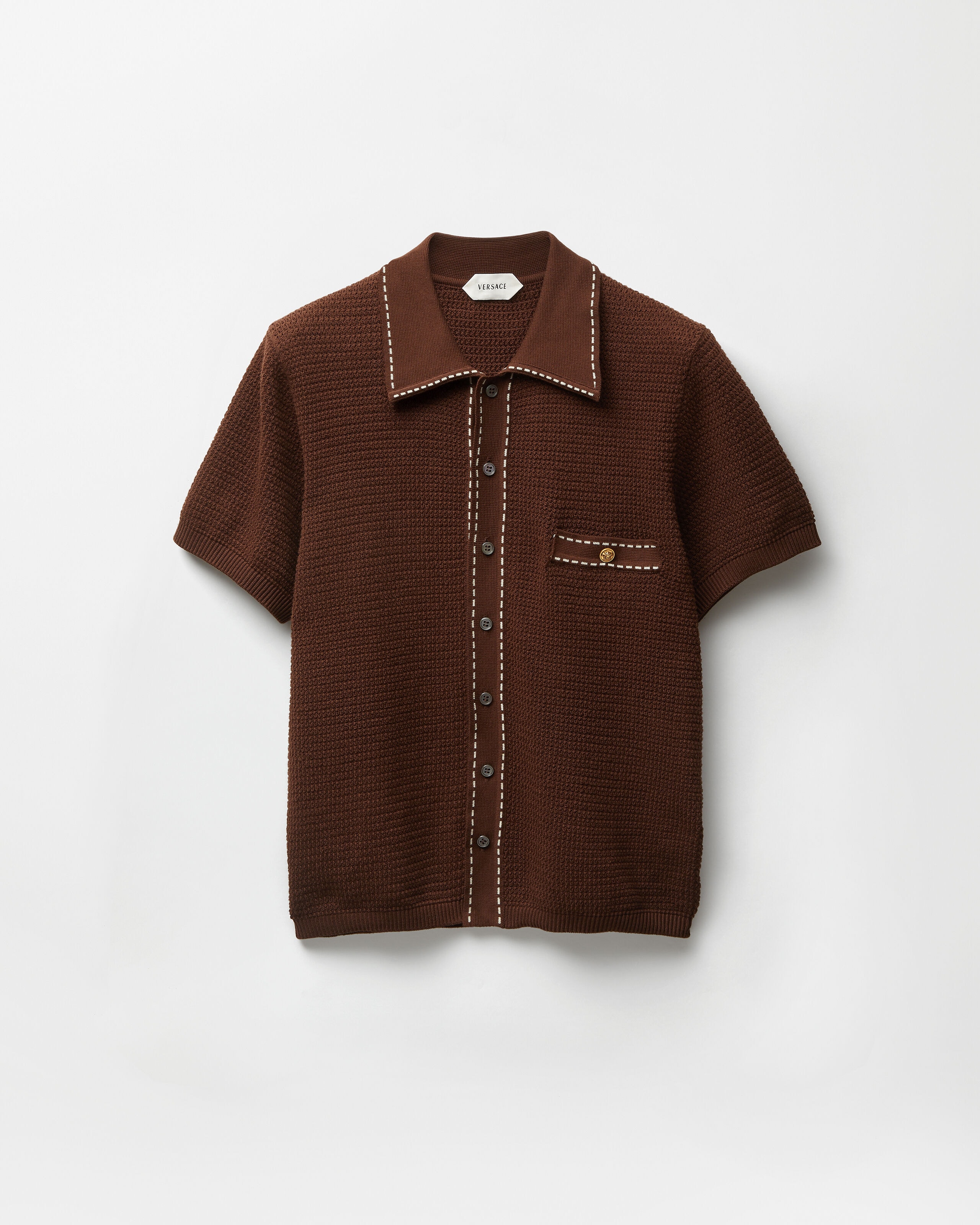 GIANNI VERSACE ニットポロ Cotton Knit Shirt Brown | VERSACE US