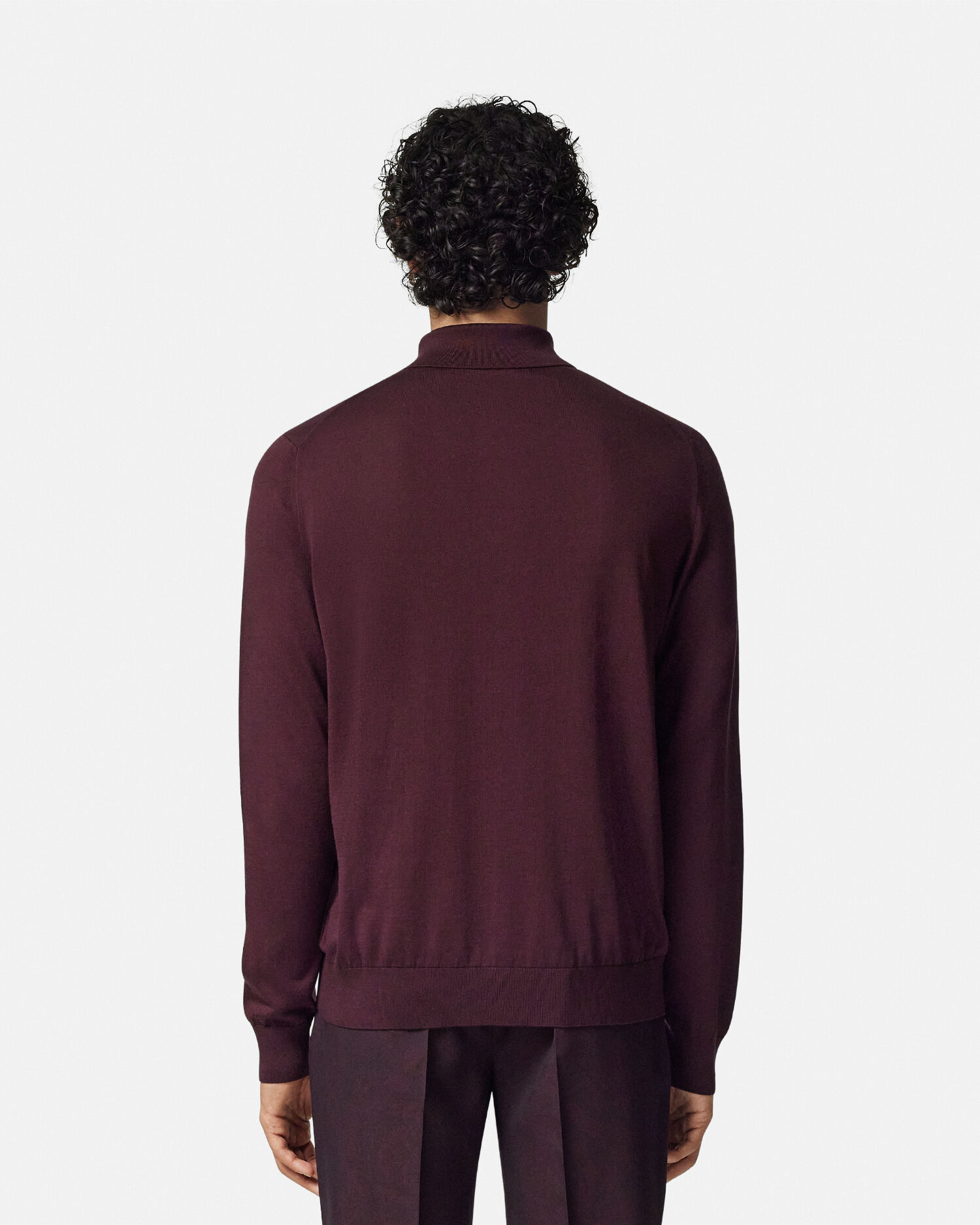 Versace Silk Blend Long Sleeved Polo Shirt male Burgundy 54