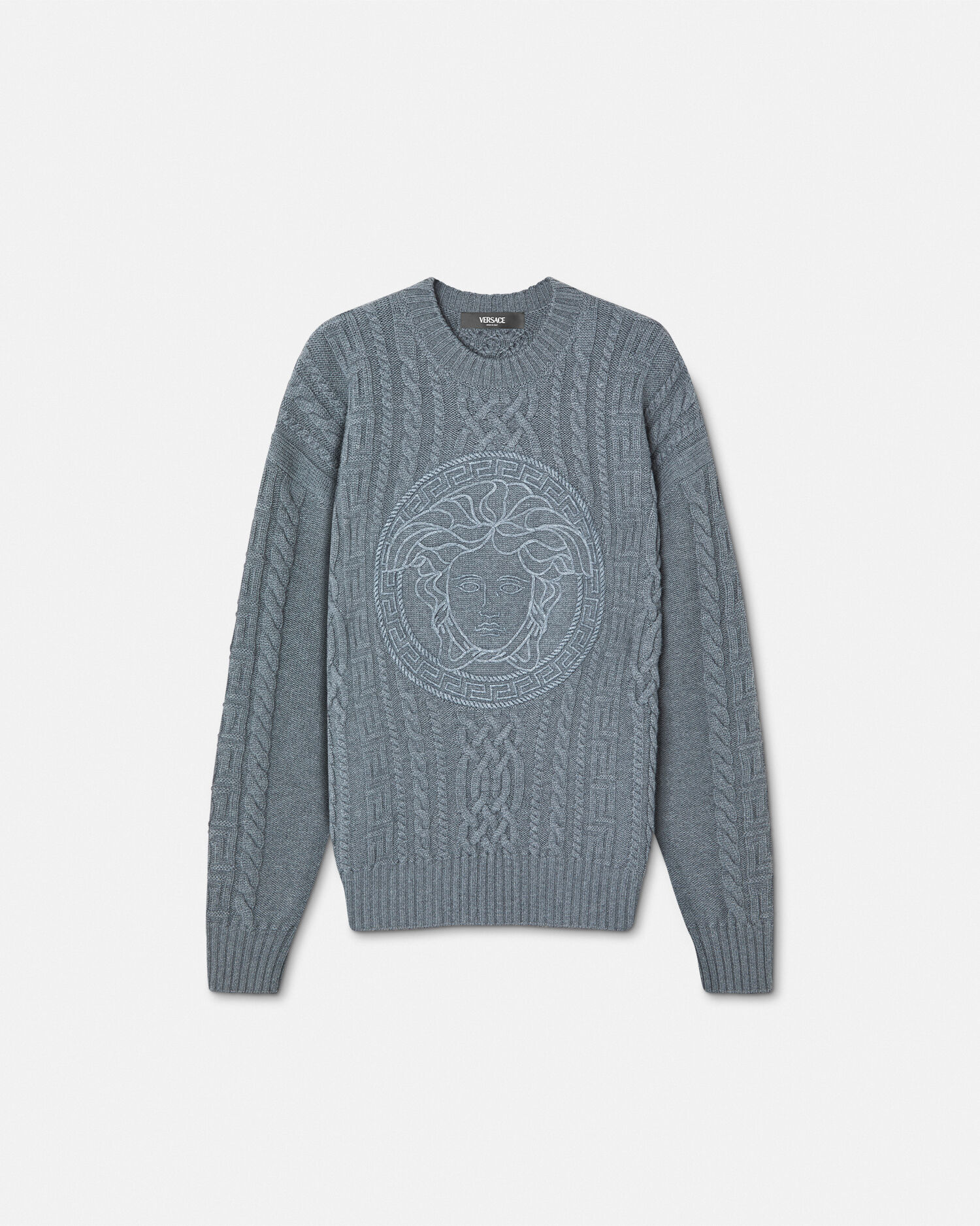 Medusa Cable Knit Jumper Gray Versace GB