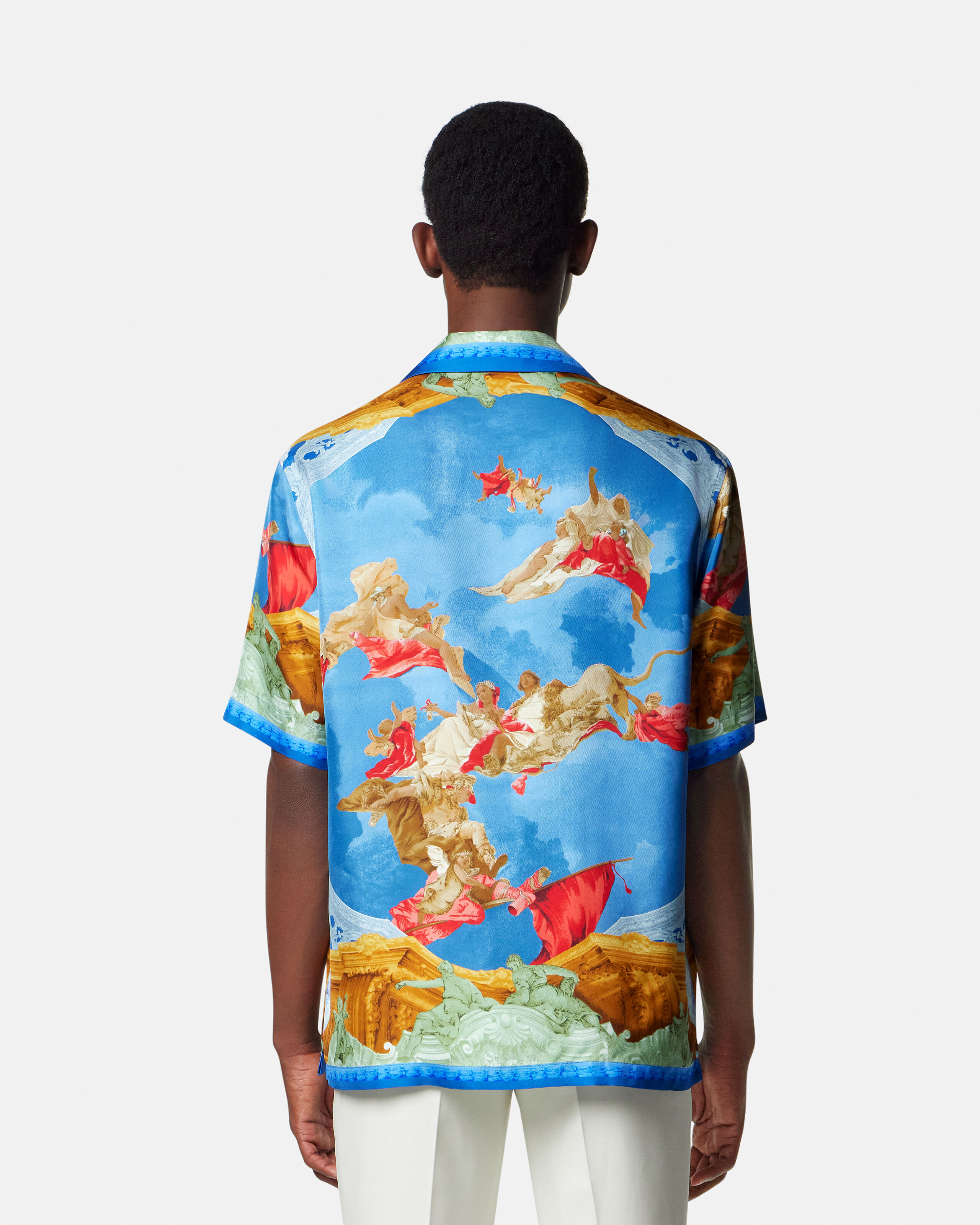 Printed Silk Twill Regular Shirt Print | VERSACE CA