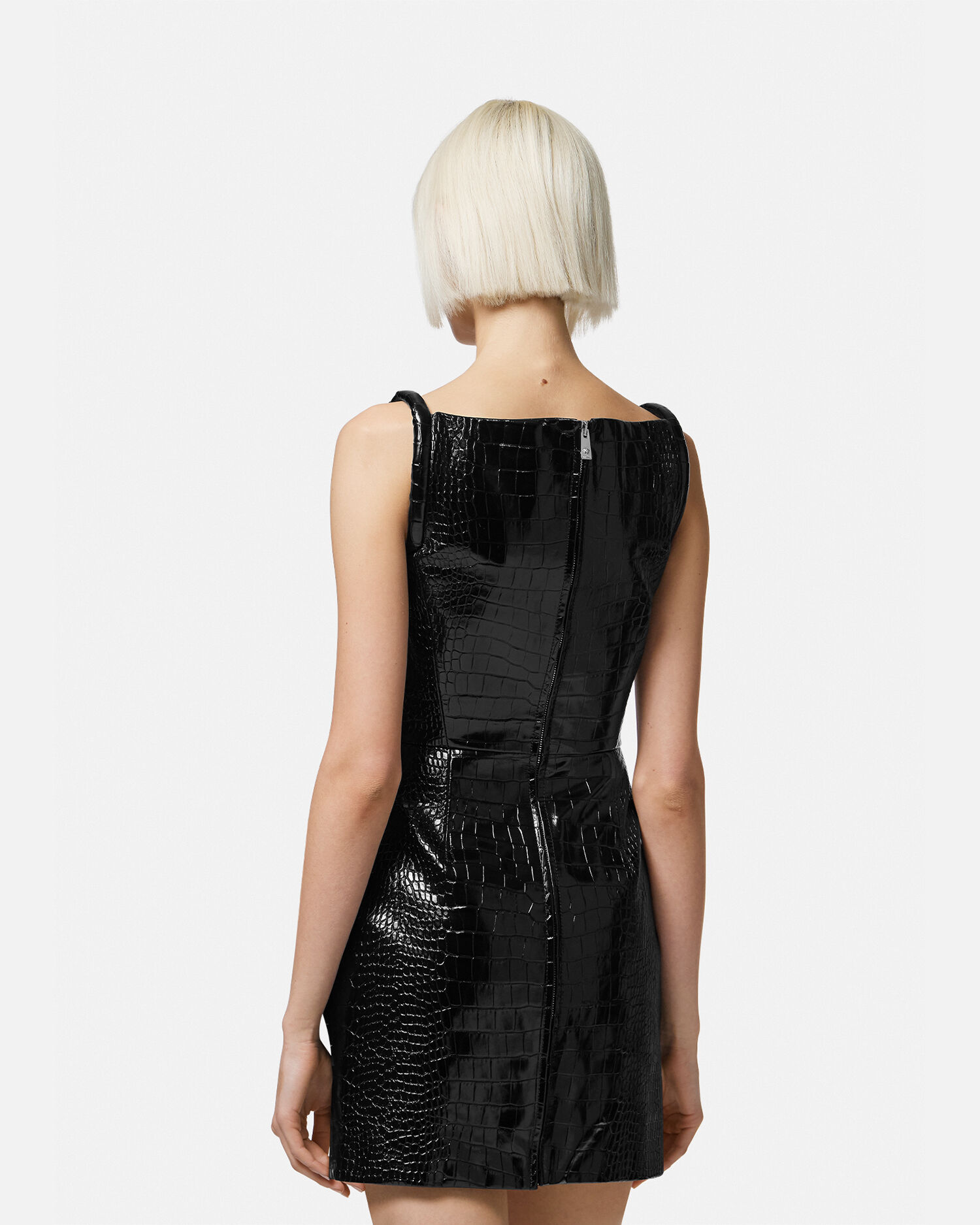Versace black leather dress online