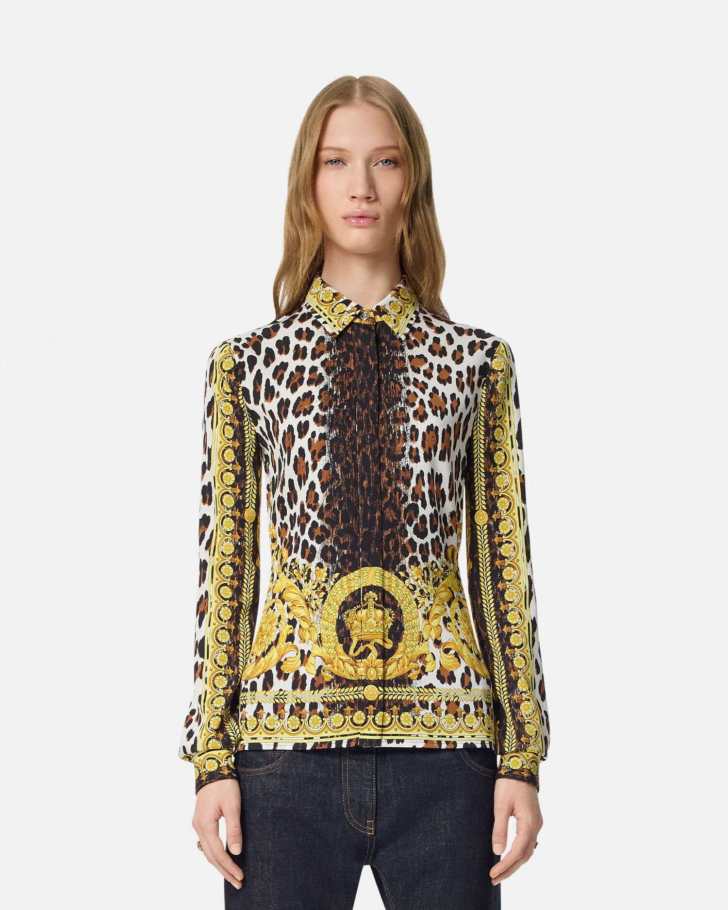 Camicia in seta aderente Wild Barocco VERSACE IT