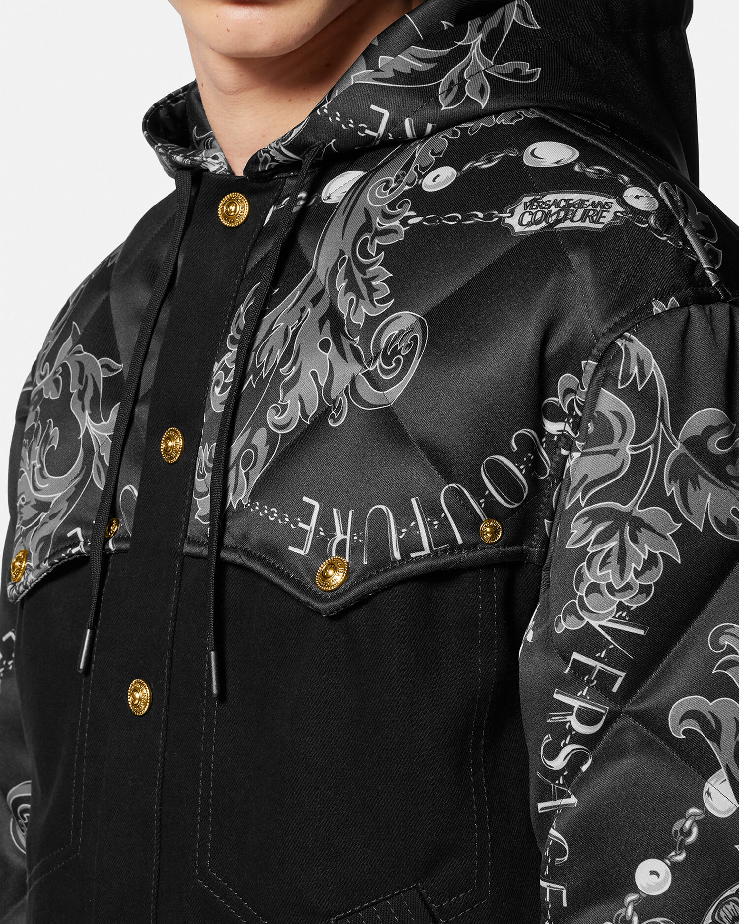 Chain Couture Denim Jacket Black VERSACE CA