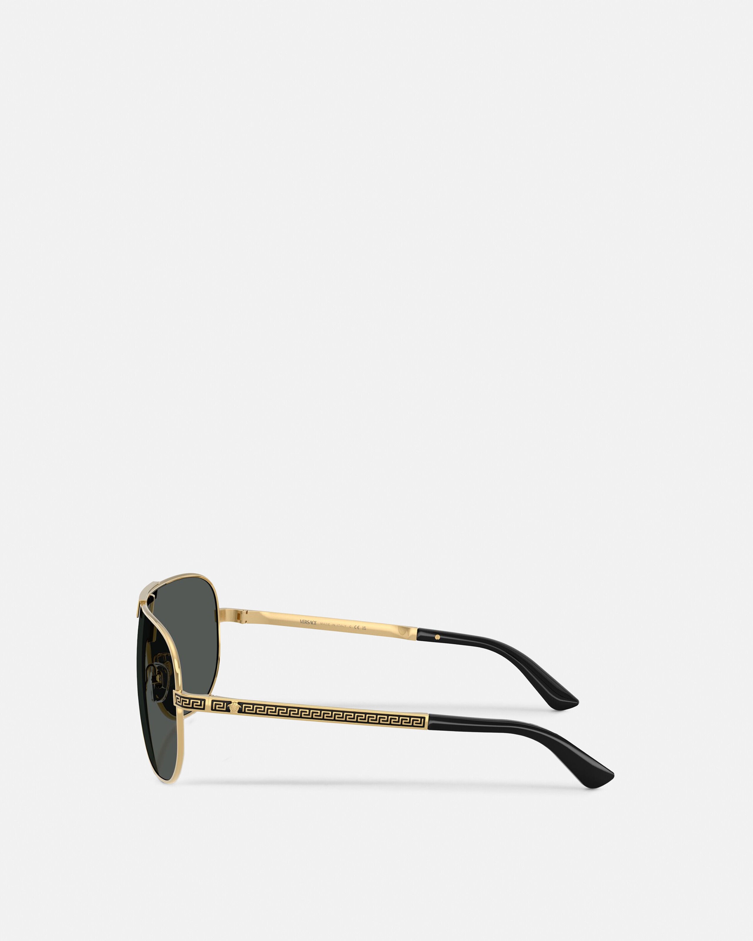 Greca Flow Mask Sunglasses Black,Gold | VERSACE US