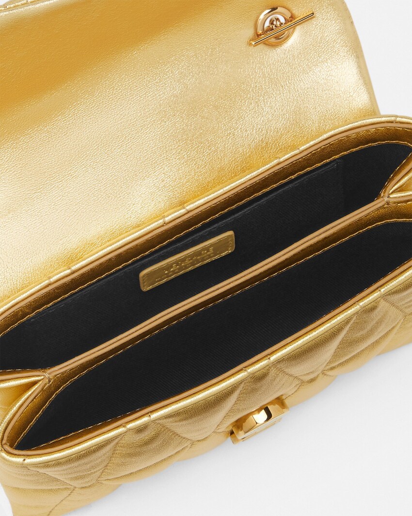 Kleio Quilted Metallic Mini Bag Gold 5