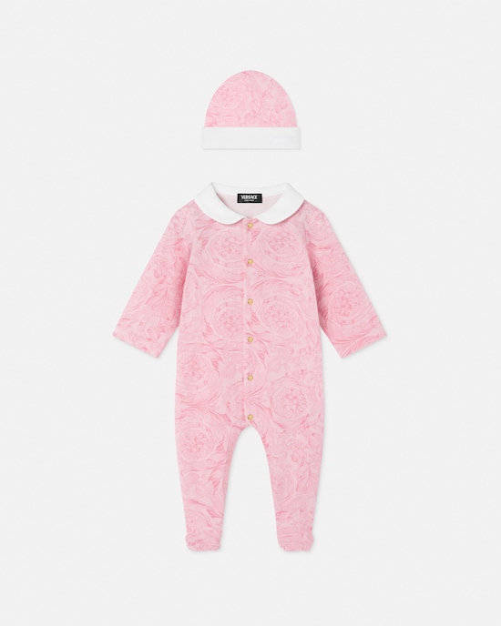 Baby Printed Cotton-Jersey Sleepsuit Light Pink 1