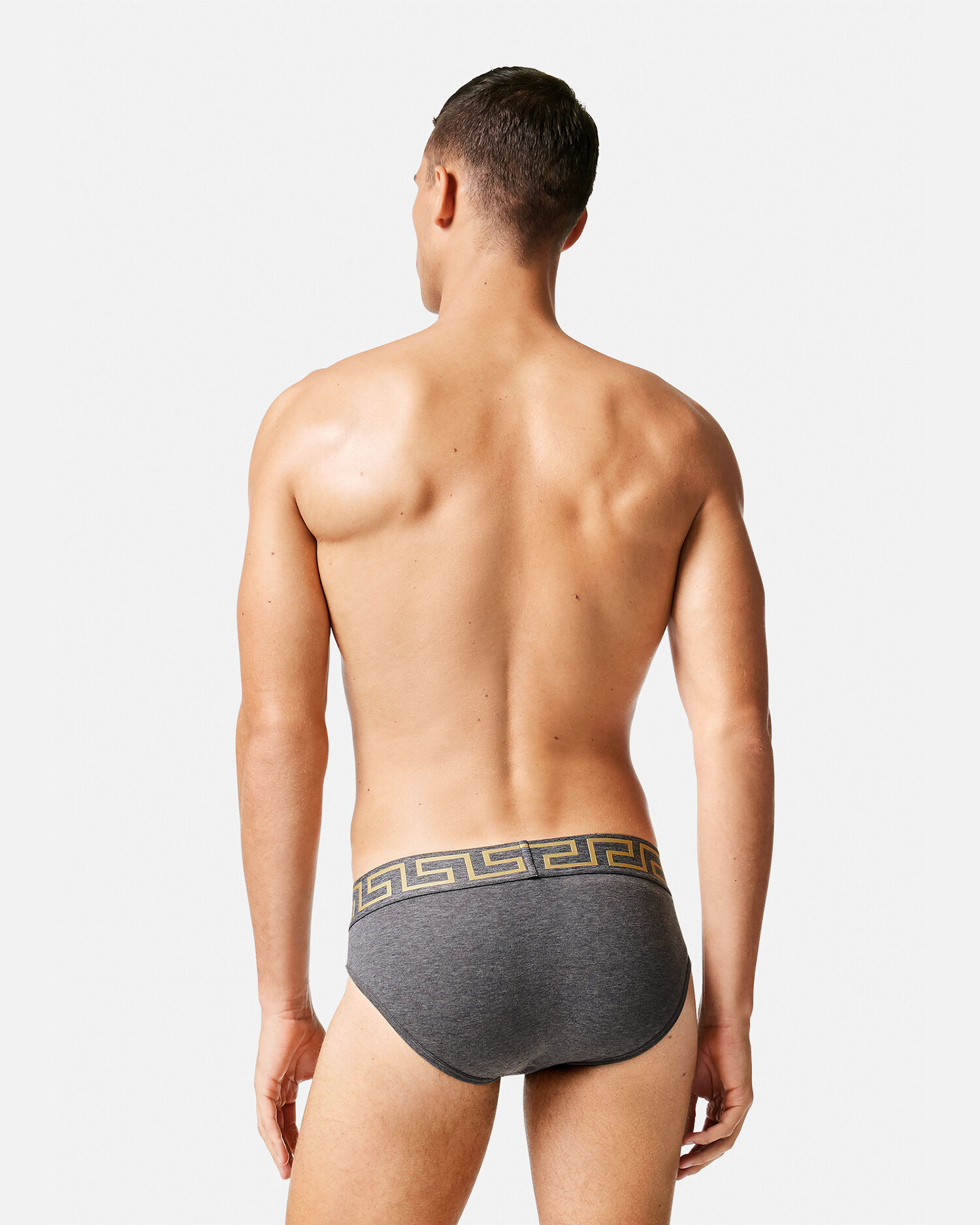 Greca Border Briefs 2 Pack Gray Black Versace US