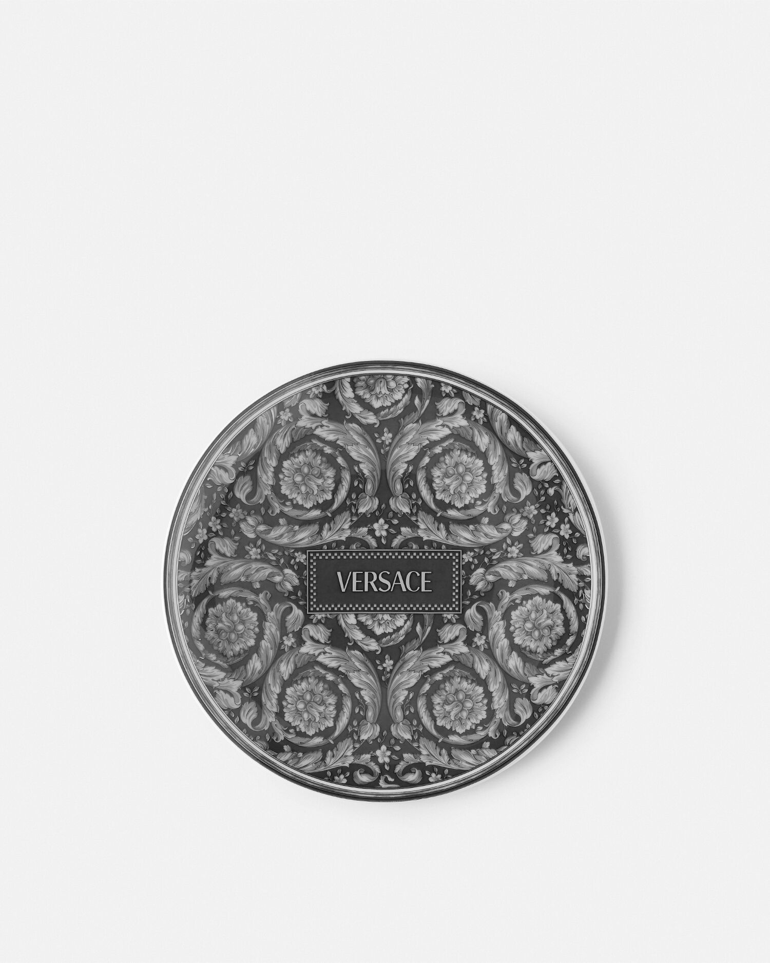 Barocco Haze Small Plate 17 cm Black,Print | VERSACE