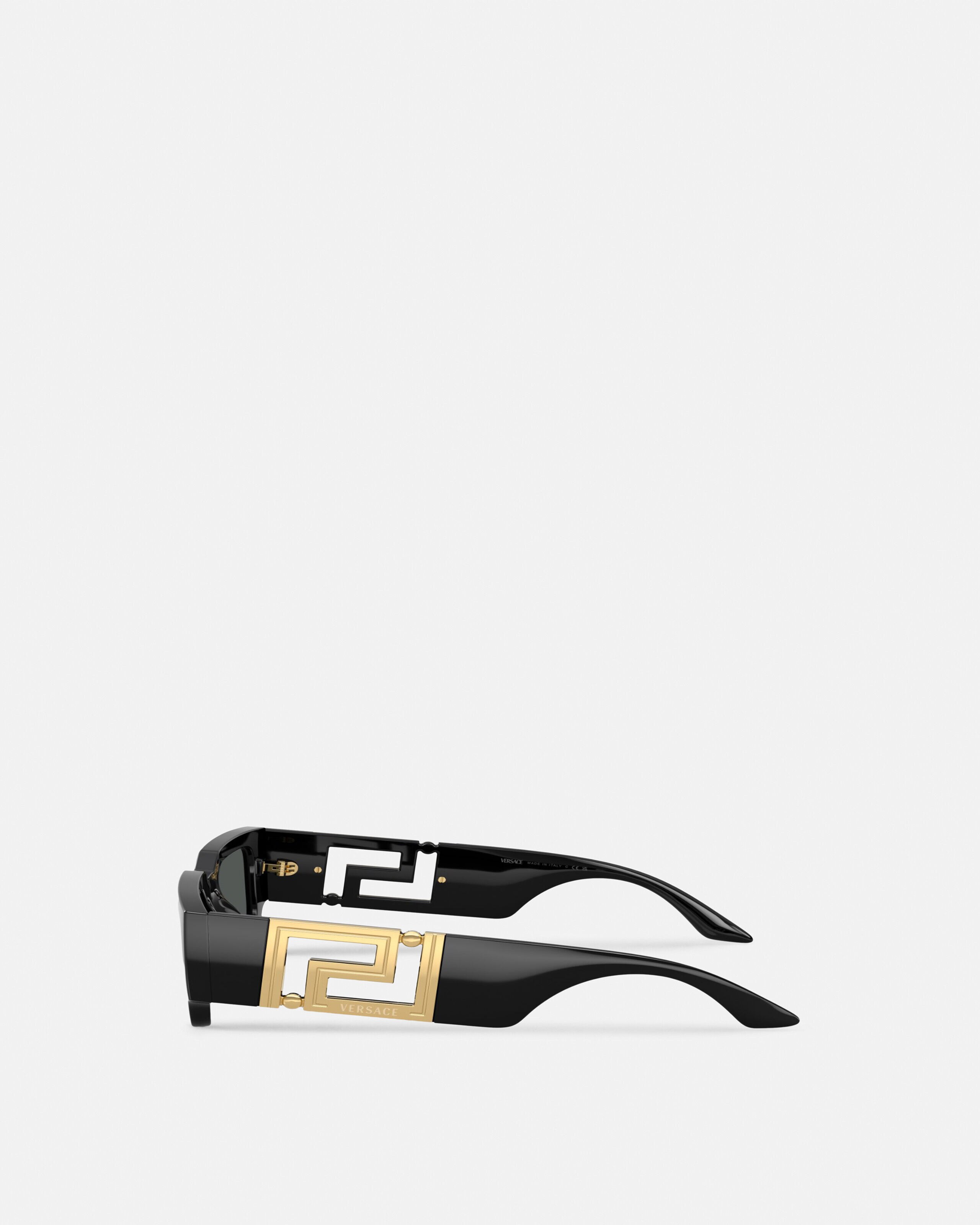 Greca Maxi Sunglasses Black,Gold | VERSACE US