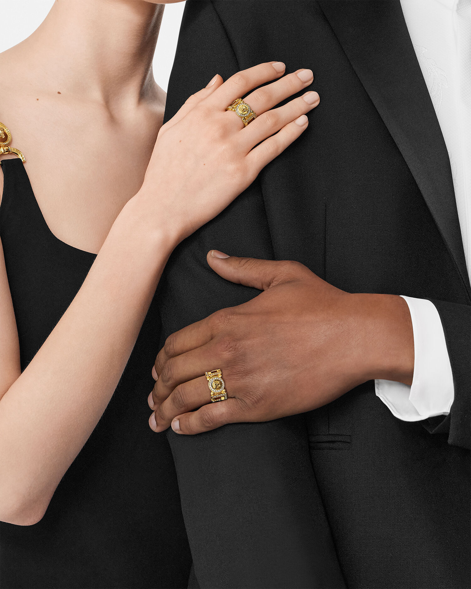 Crystal Medusa Greca Ring Gold VERSACE