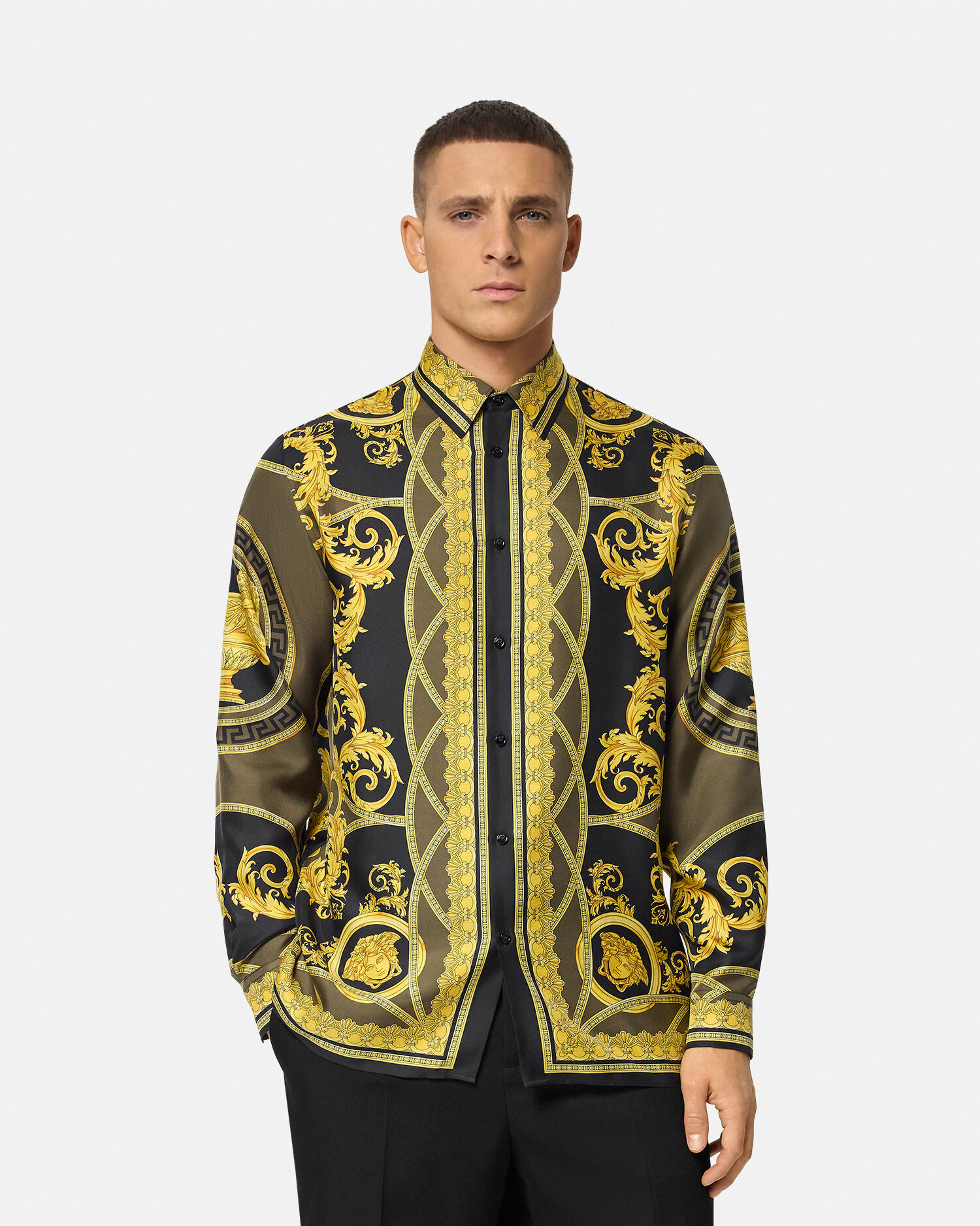 Versace shirt silk mens top