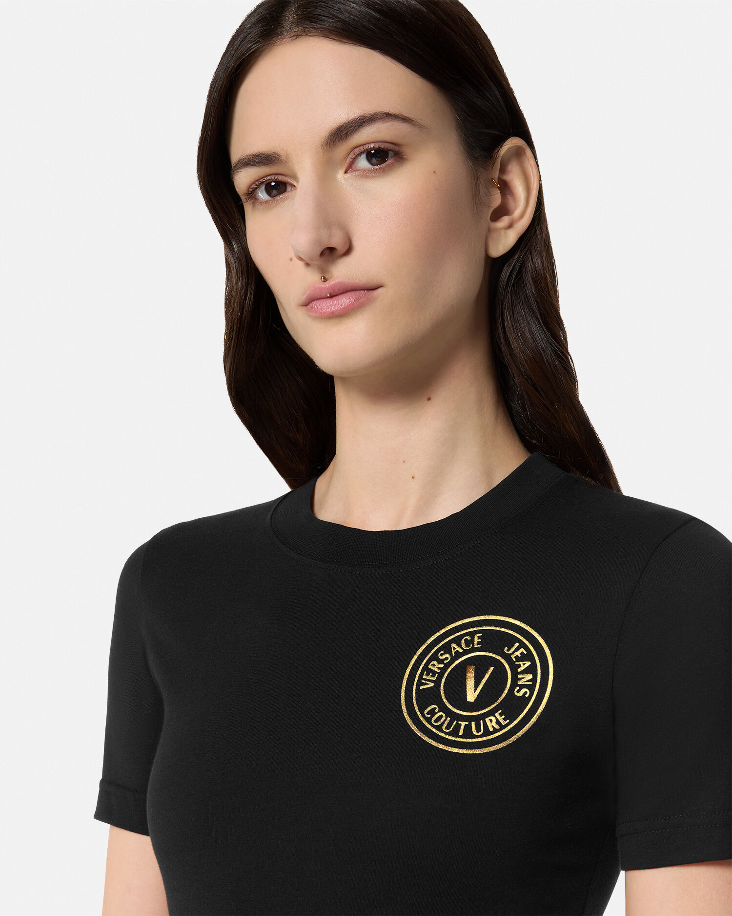 V Emblem T Shirt Dress VERSACE