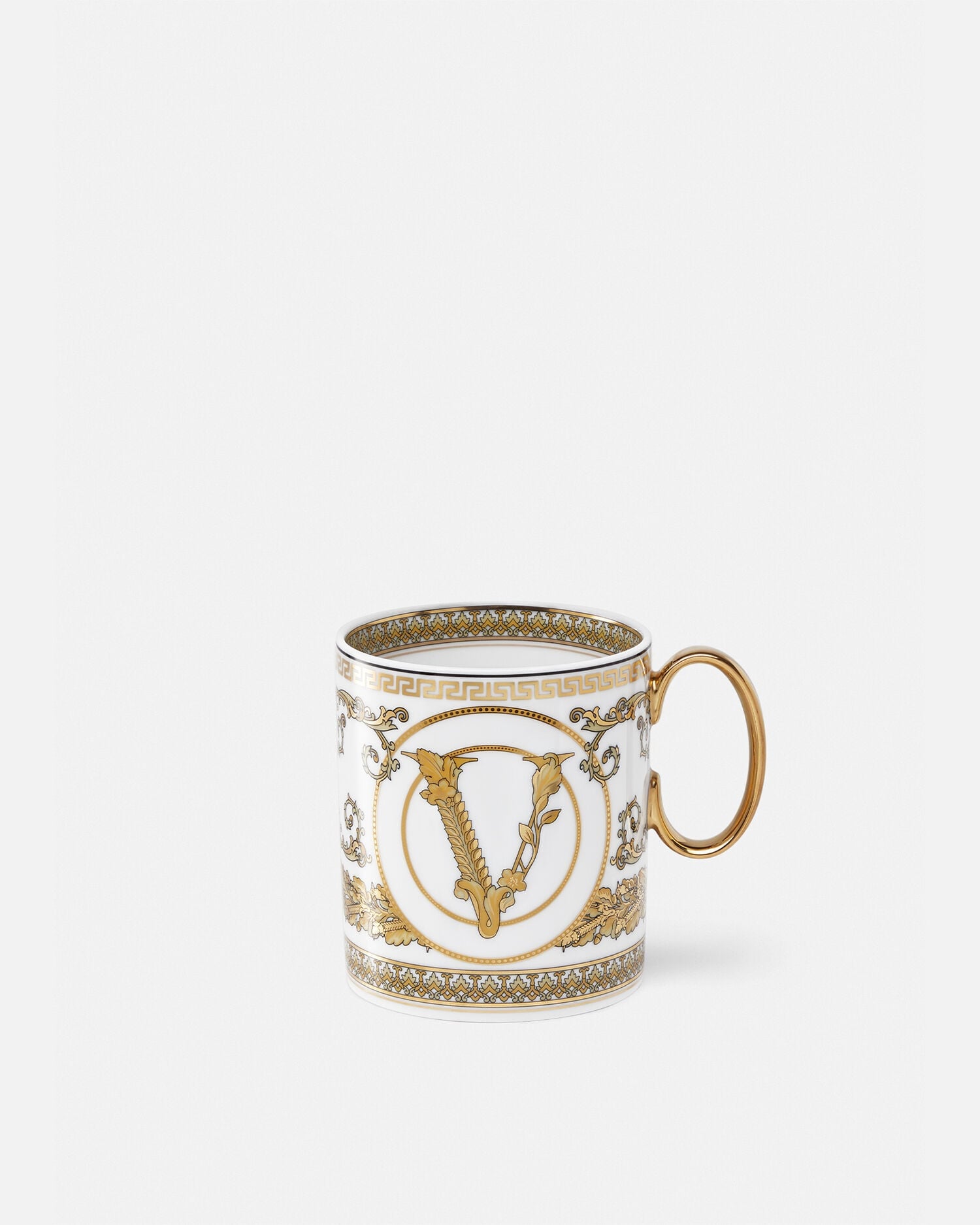 Virtus Gala White Mug White,Gold | VERSACE US