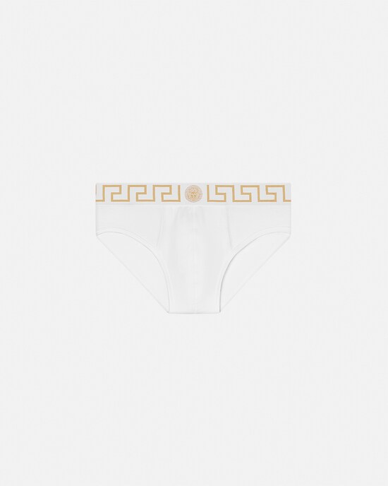 Versace Slip de bain en jersey de coton blanc 1