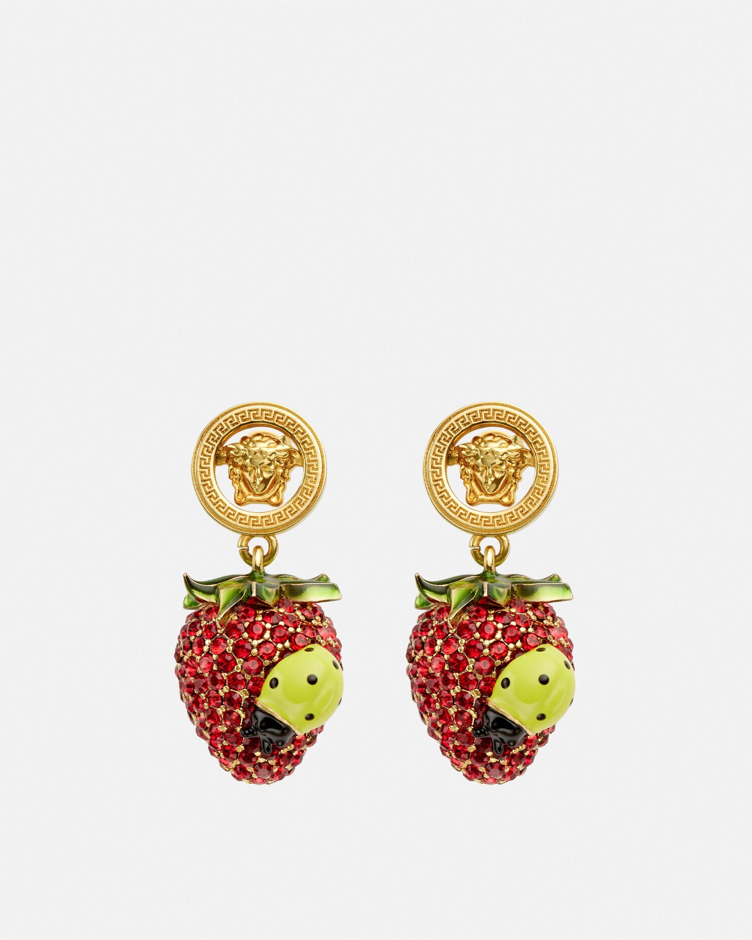 Strawberry Garden Silk Knit Cardigan Red,White | VERSACE US