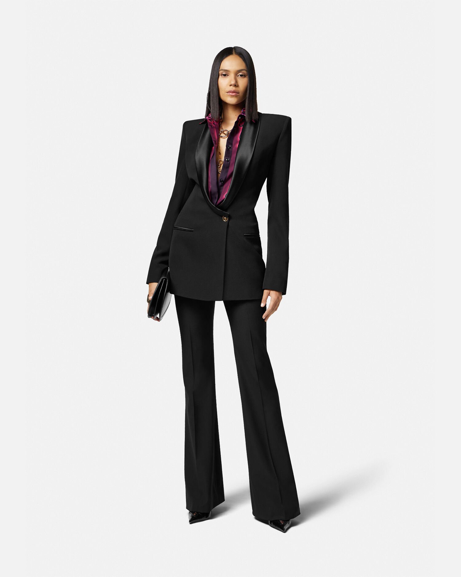 Grain de Poudre Single Breasted Blazer Black VERSACE