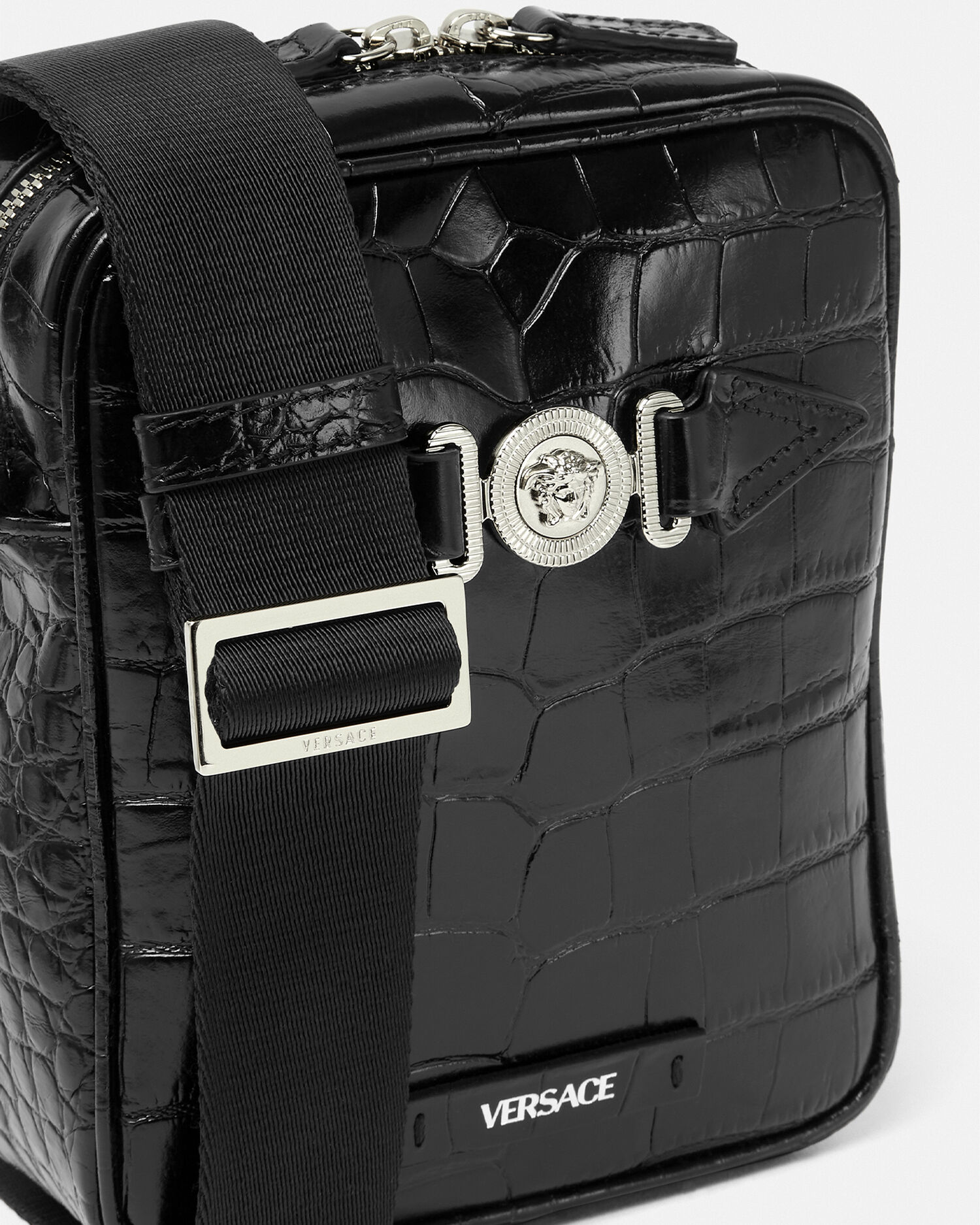 Croc Effect Medusa Biggie Crossbody Bag