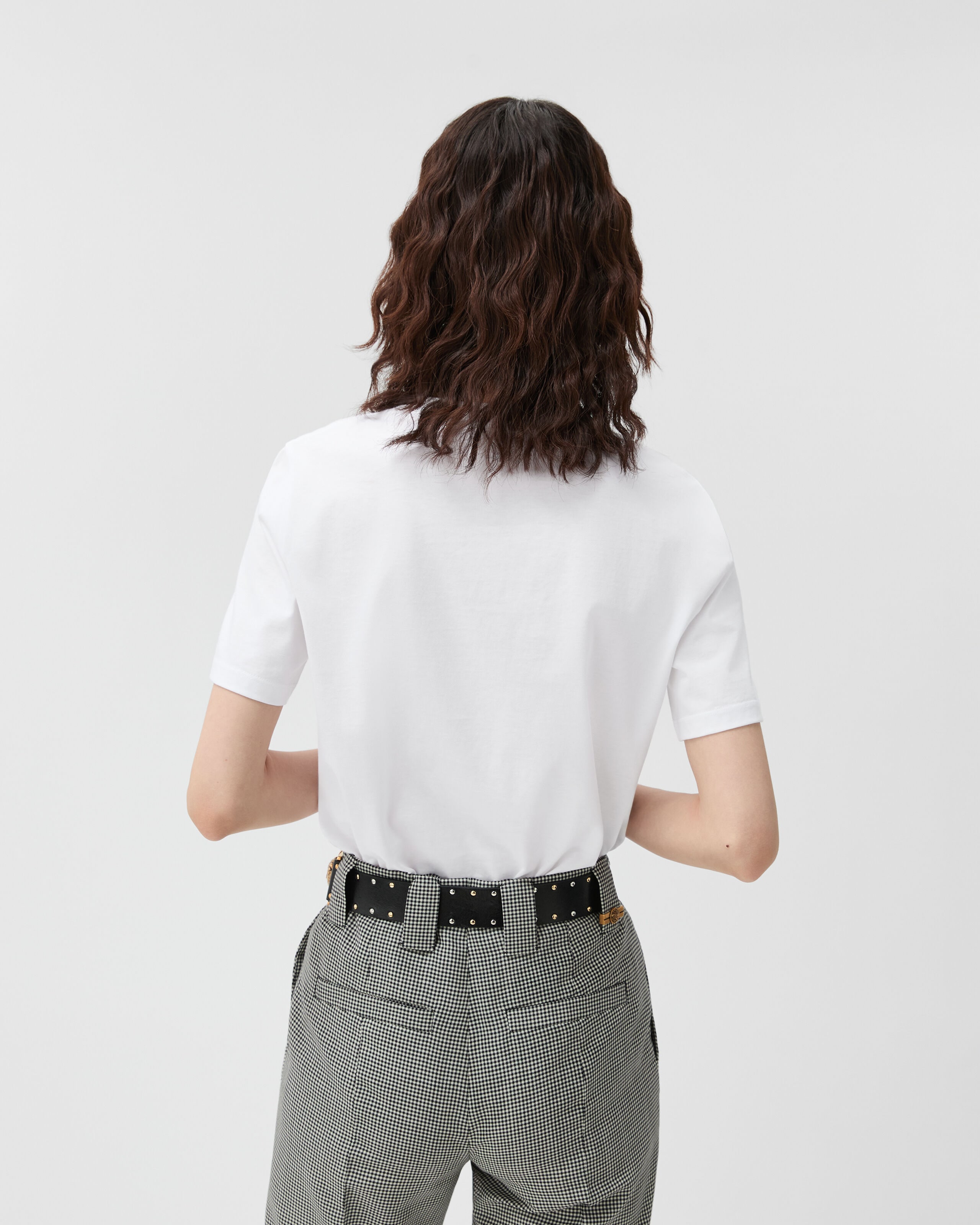 Embroidered Cotton-Jersey T-Shirt White | VERSACE US