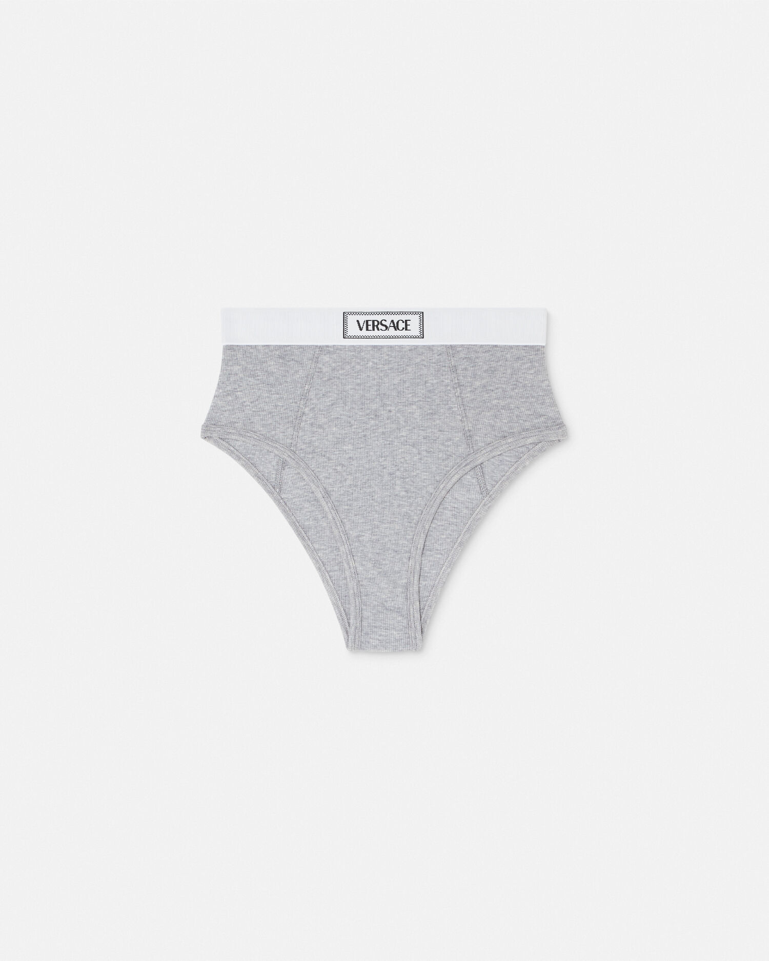 90s Vintage Logo Ribbed Bralette Gray | VERSACE US