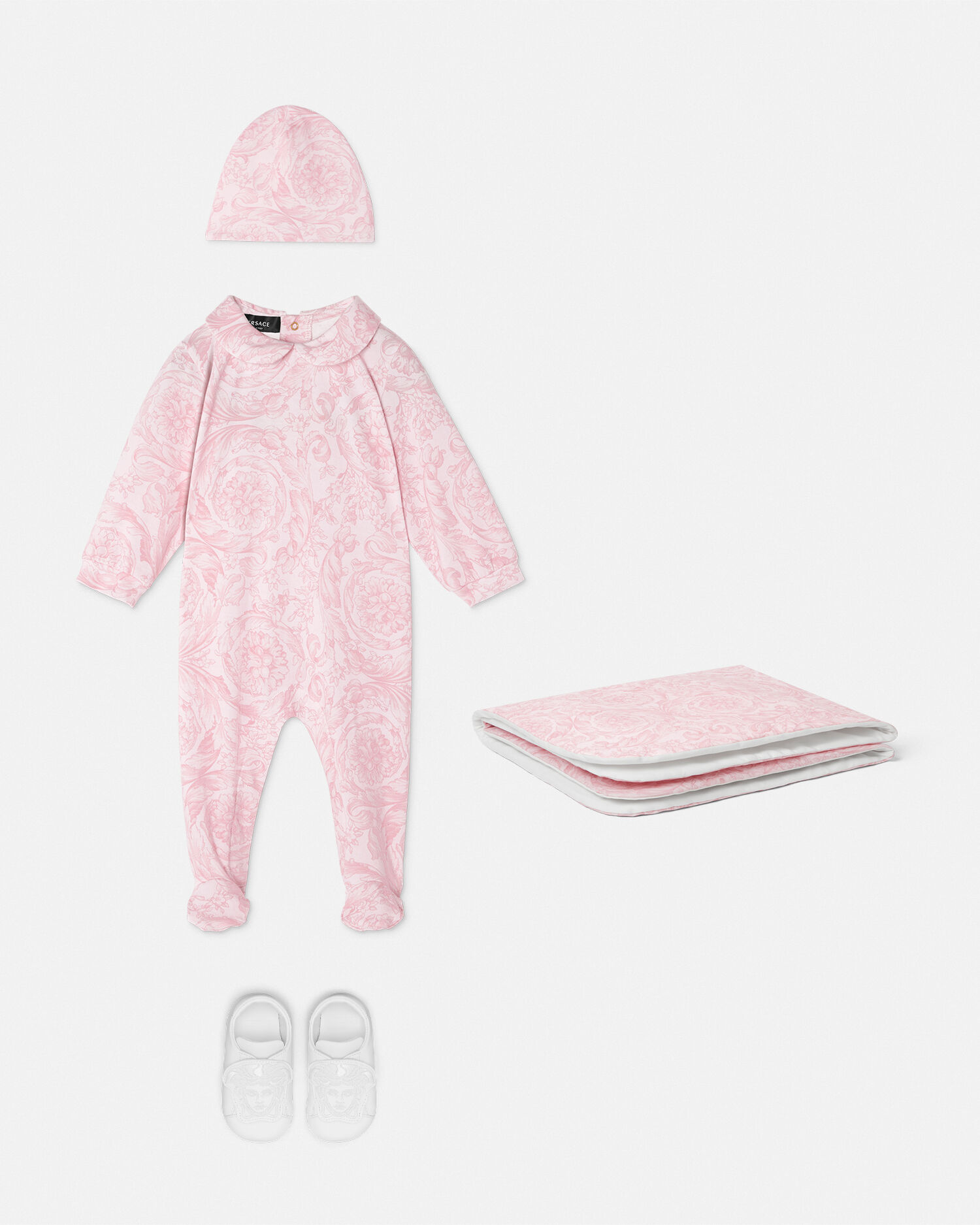 Barocco Baby Sleepsuit Set Pink,Print | VERSACE US