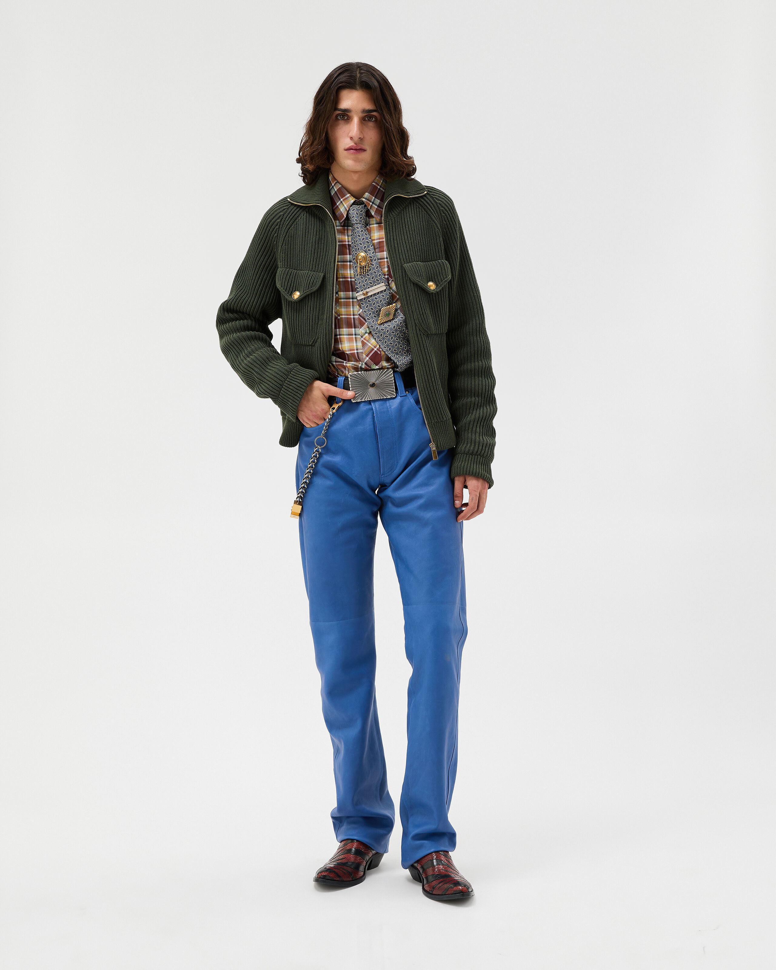 Wool Knit Zip Sweater Green | VERSACE