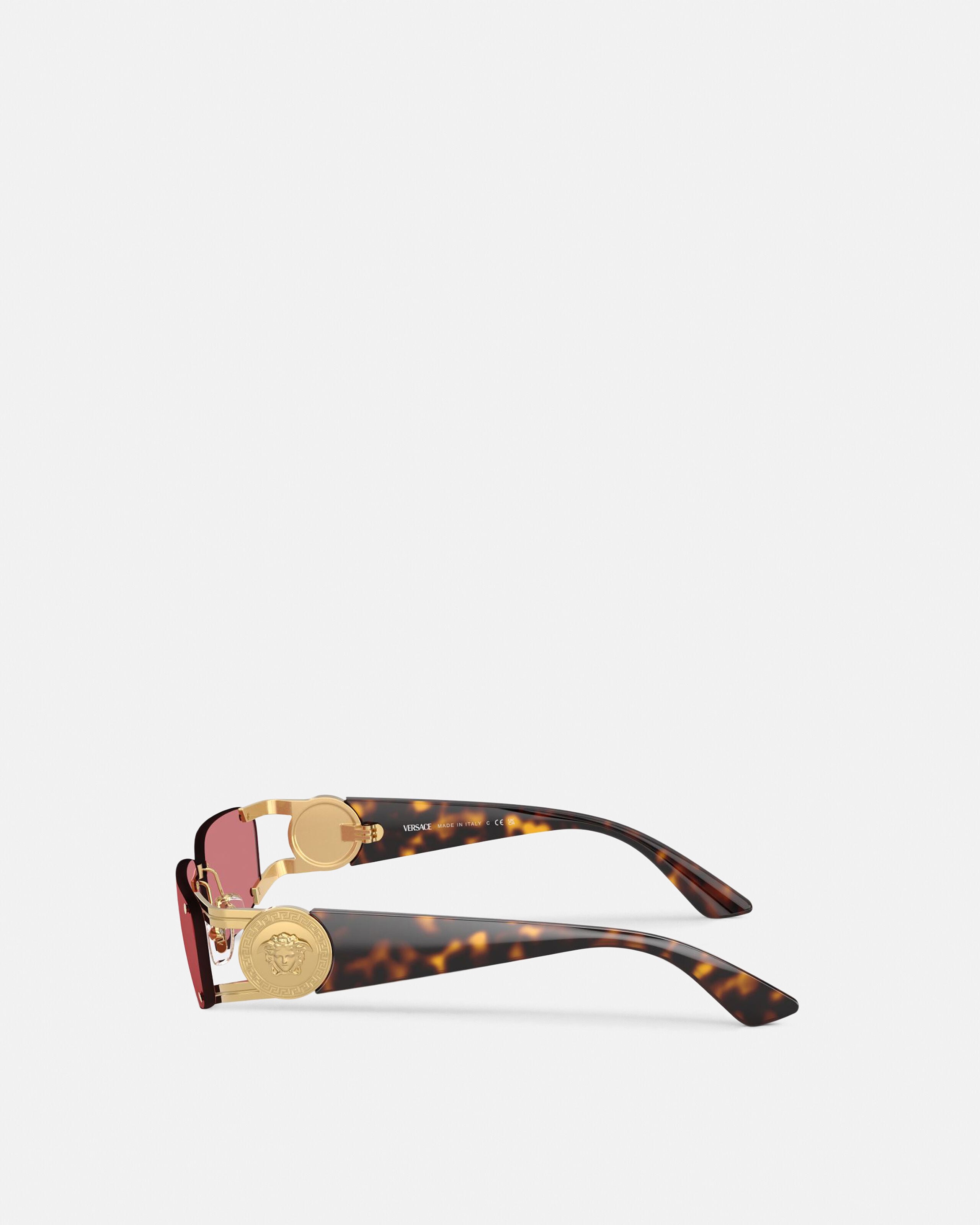Medusa Honor Rectangular Sunglasses Red,Havana | VERSACE US